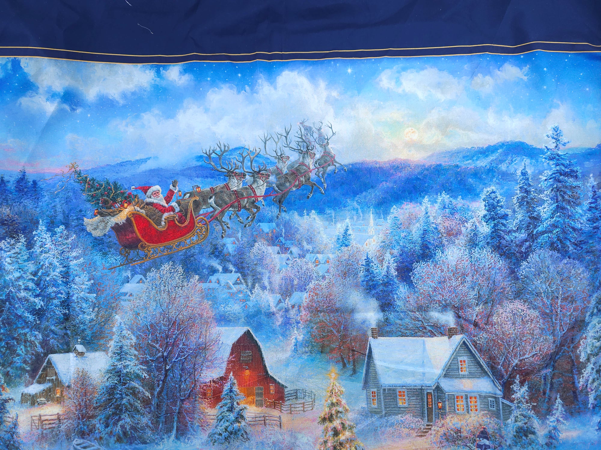 Santa's Snowy Flight Cotton - 1.5m Piece