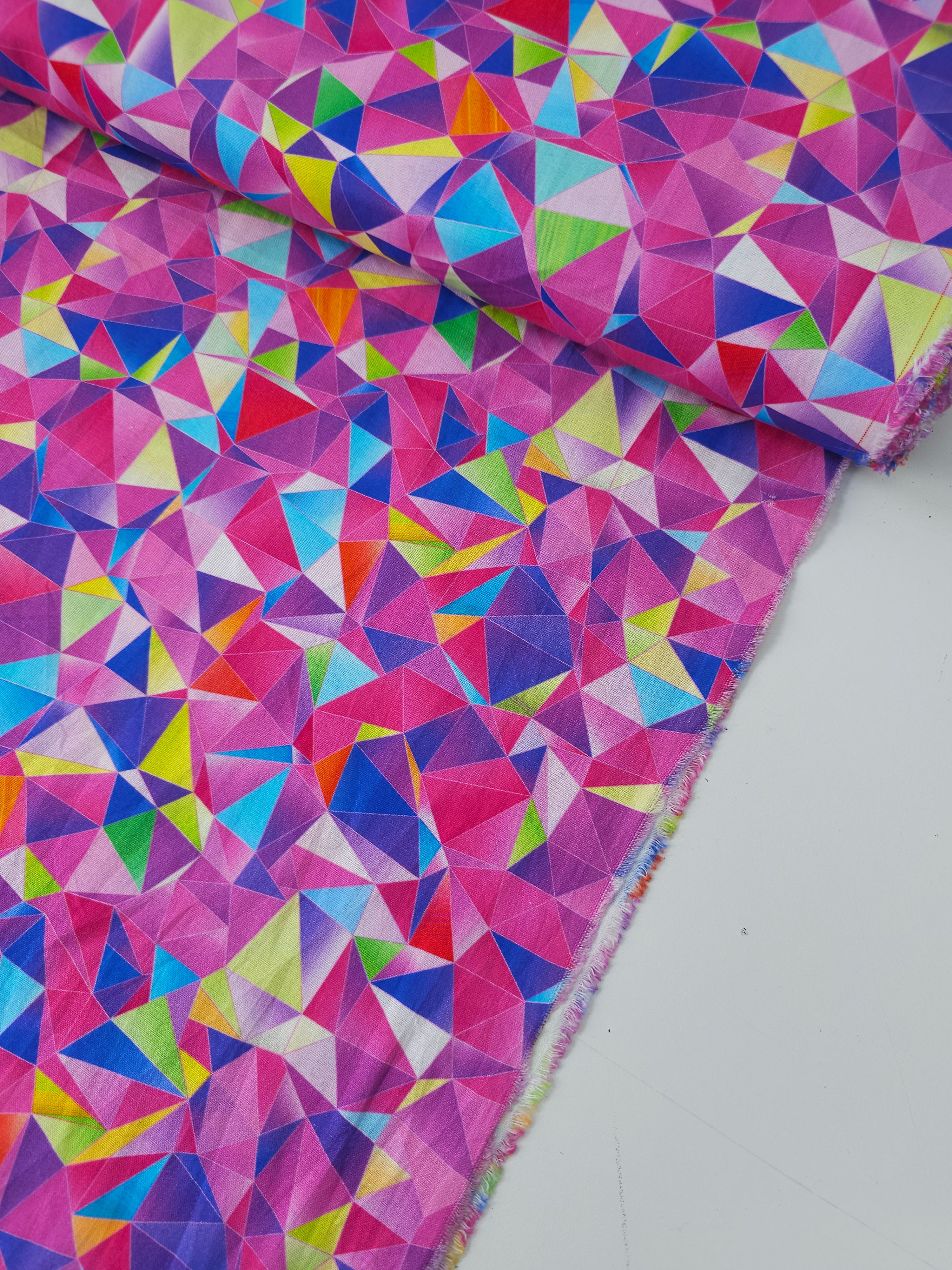 Purple Multicolour Geometric Triangle 100% Cotton