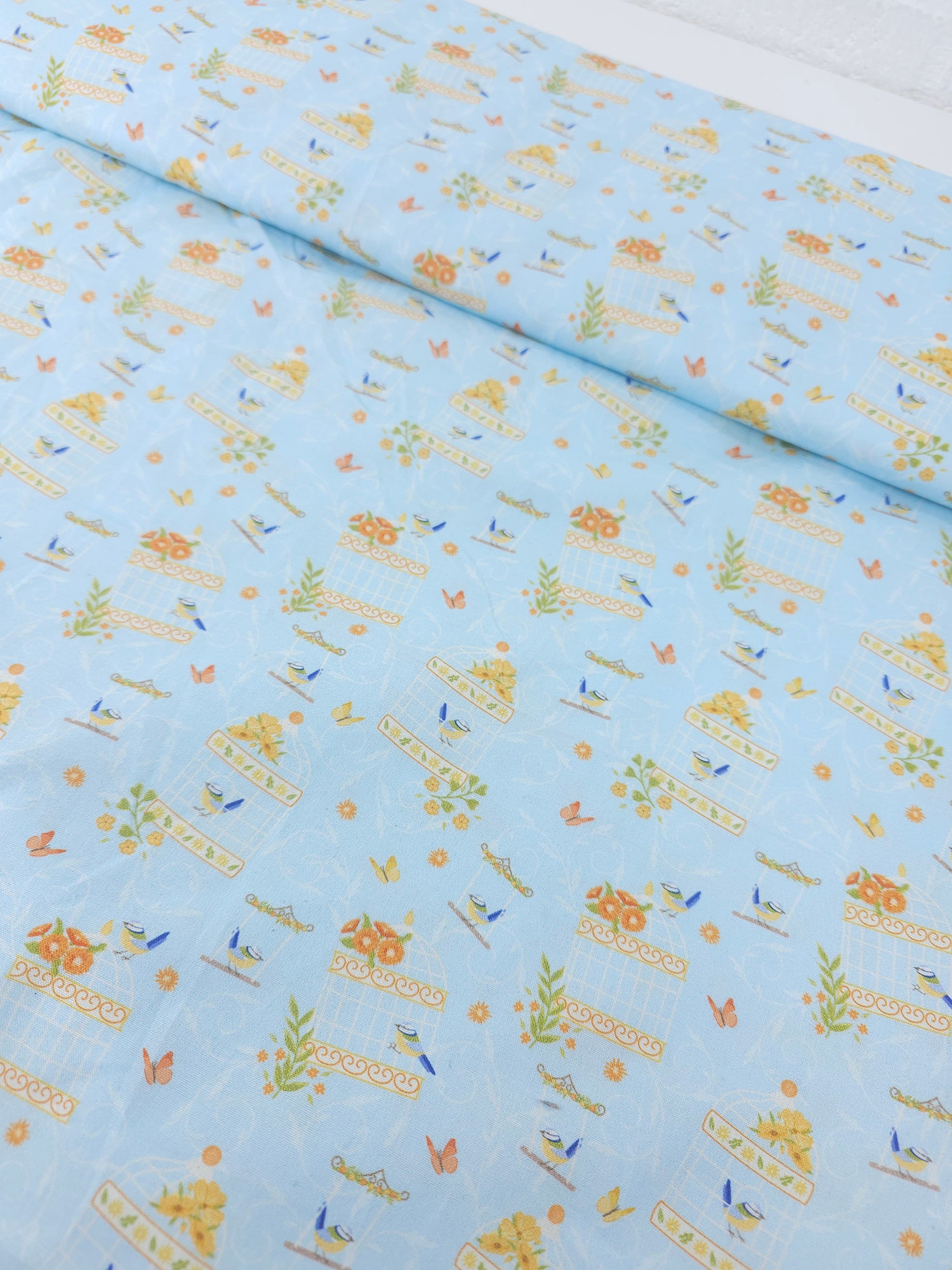 Light Blue Bird Bliss 100% Cotton