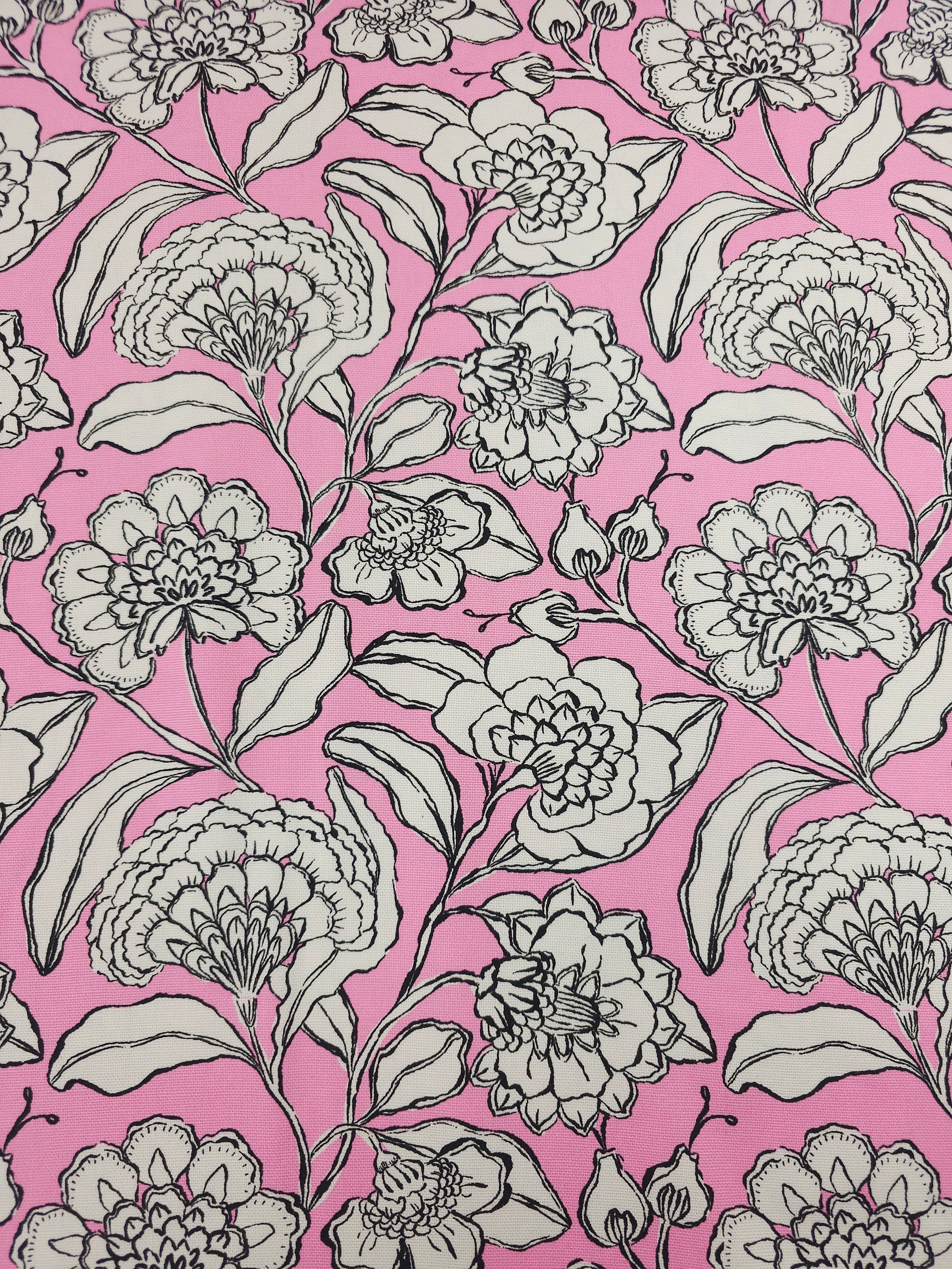 Pink Sketch Floral Lightweight Canvas Cotton