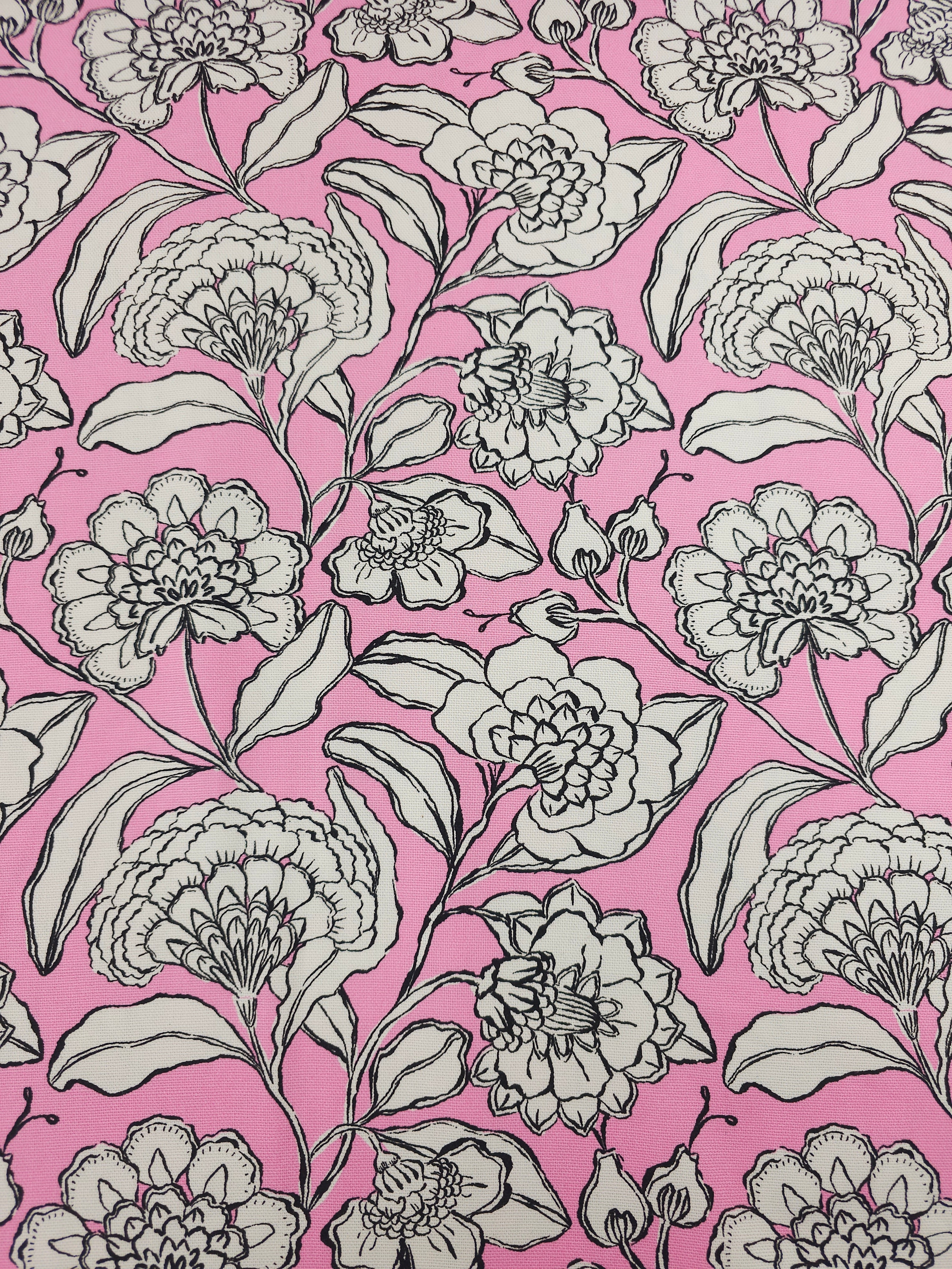 Pink Sketch Floral Lightweight Canvas Cotton