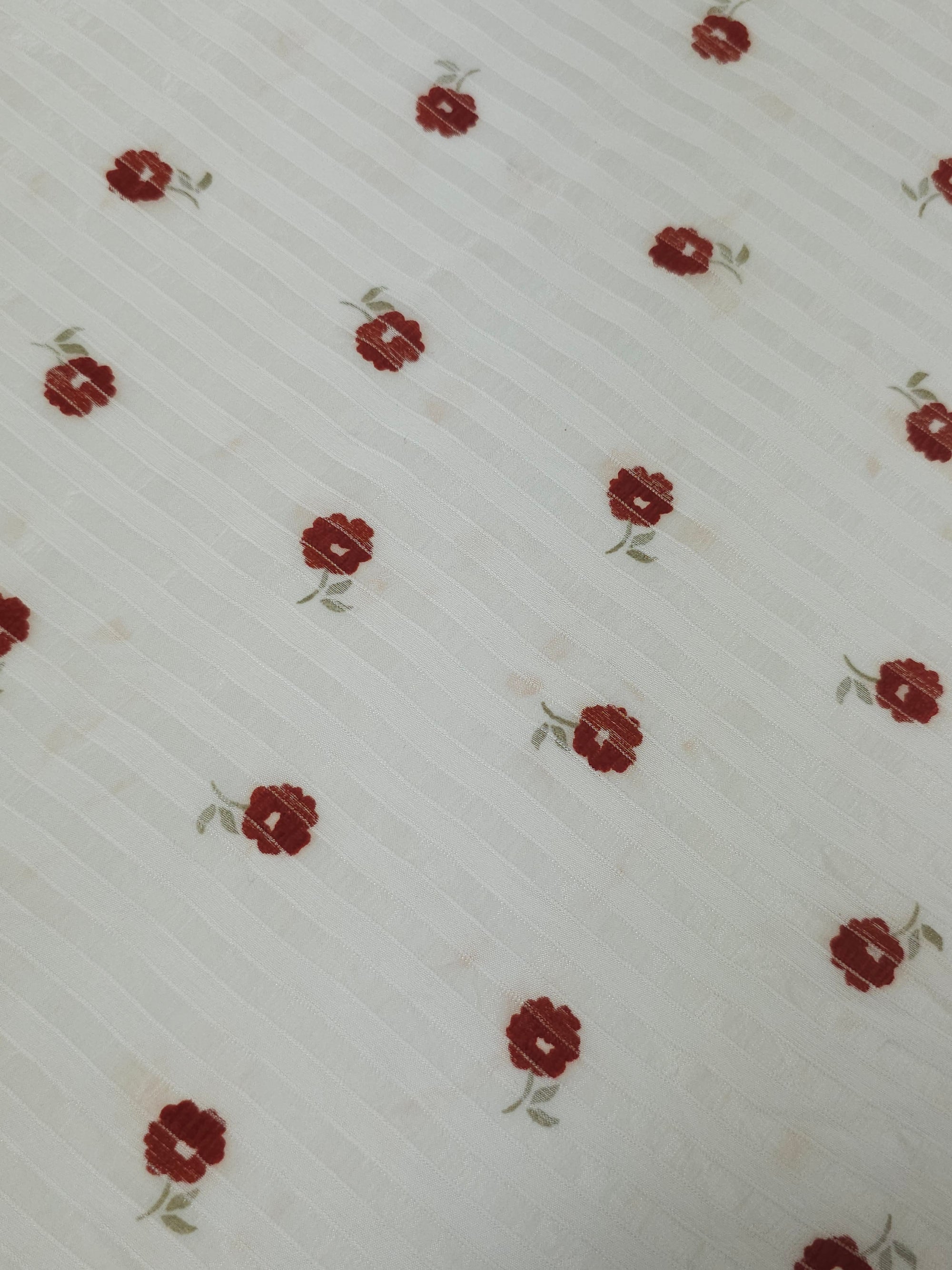Wine Vintage Floating Flower Stripe Sheer Viscose *DEFECT*