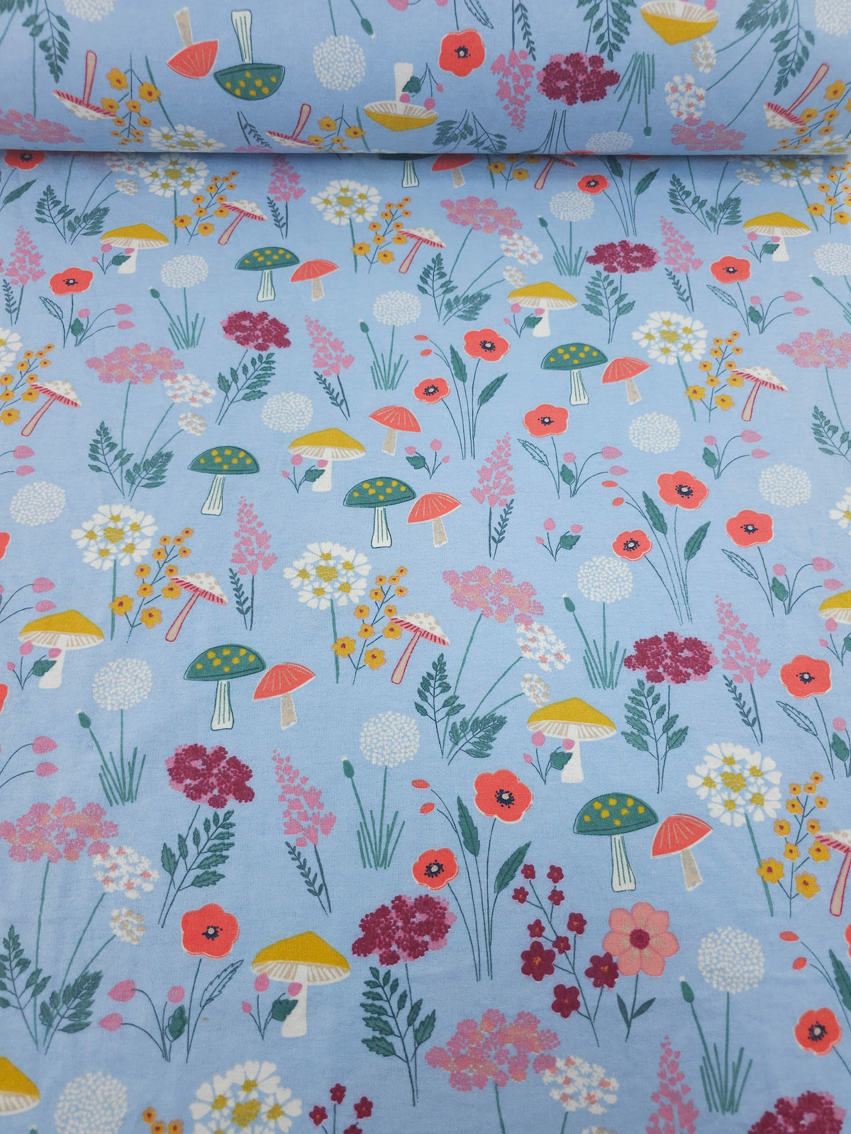 Ditsy Floral Mushroom Stems Lightweight Flannel Cotton