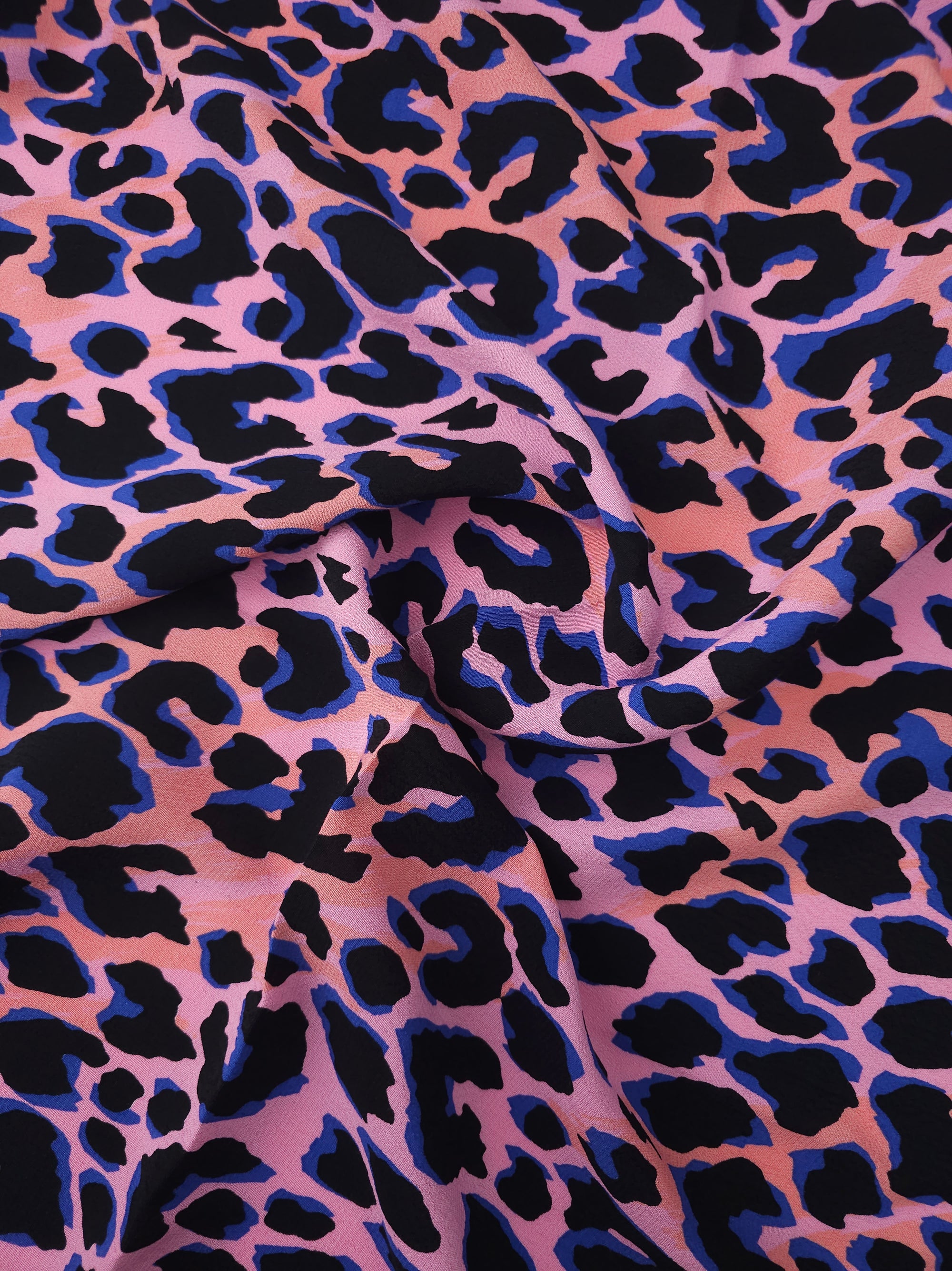 Pink/Blue Abstract Leopard Viscose Crepe *SCAMP & DUDE*