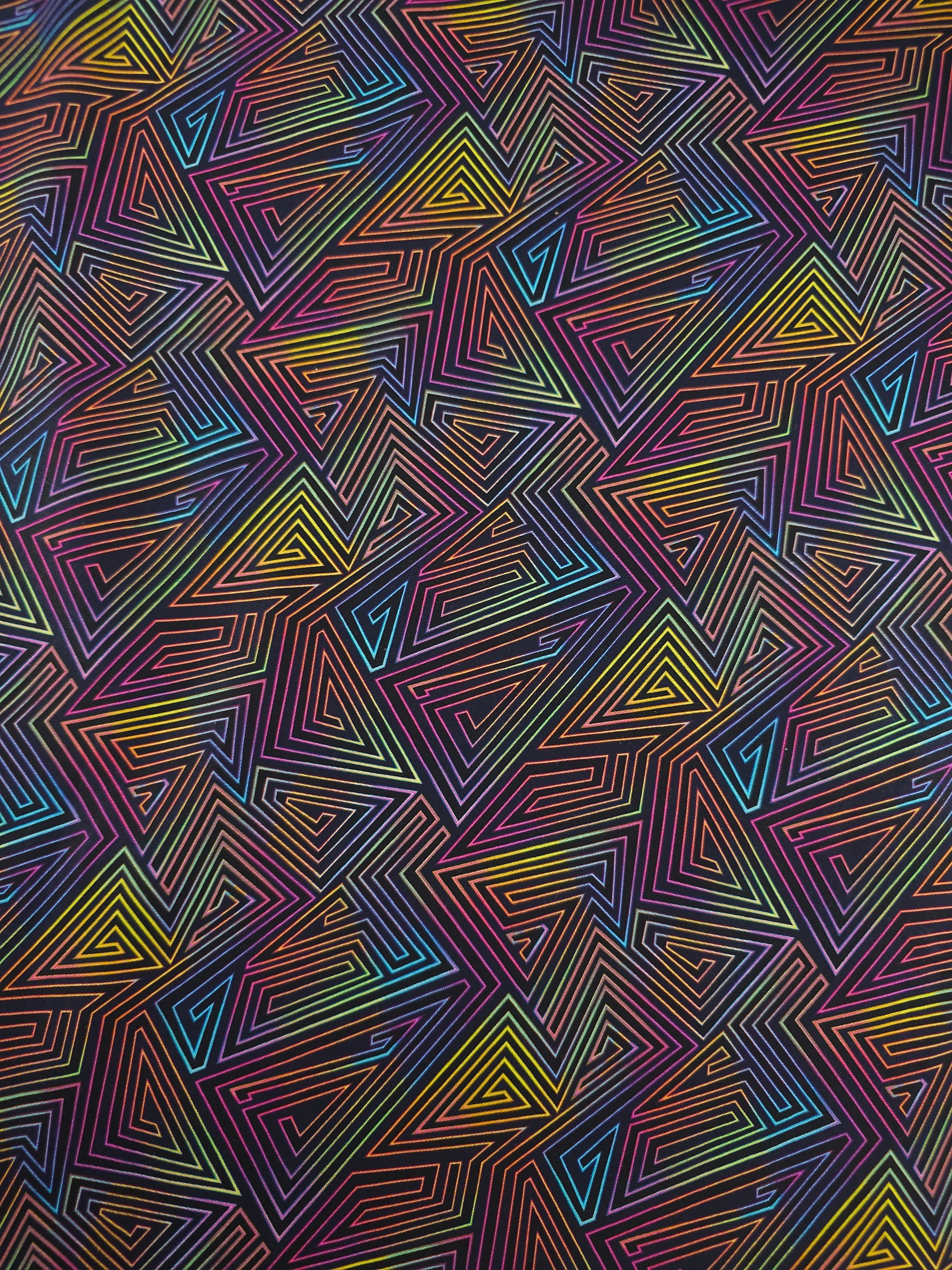 Multicolour/Black Geometric Maze 100% Cotton