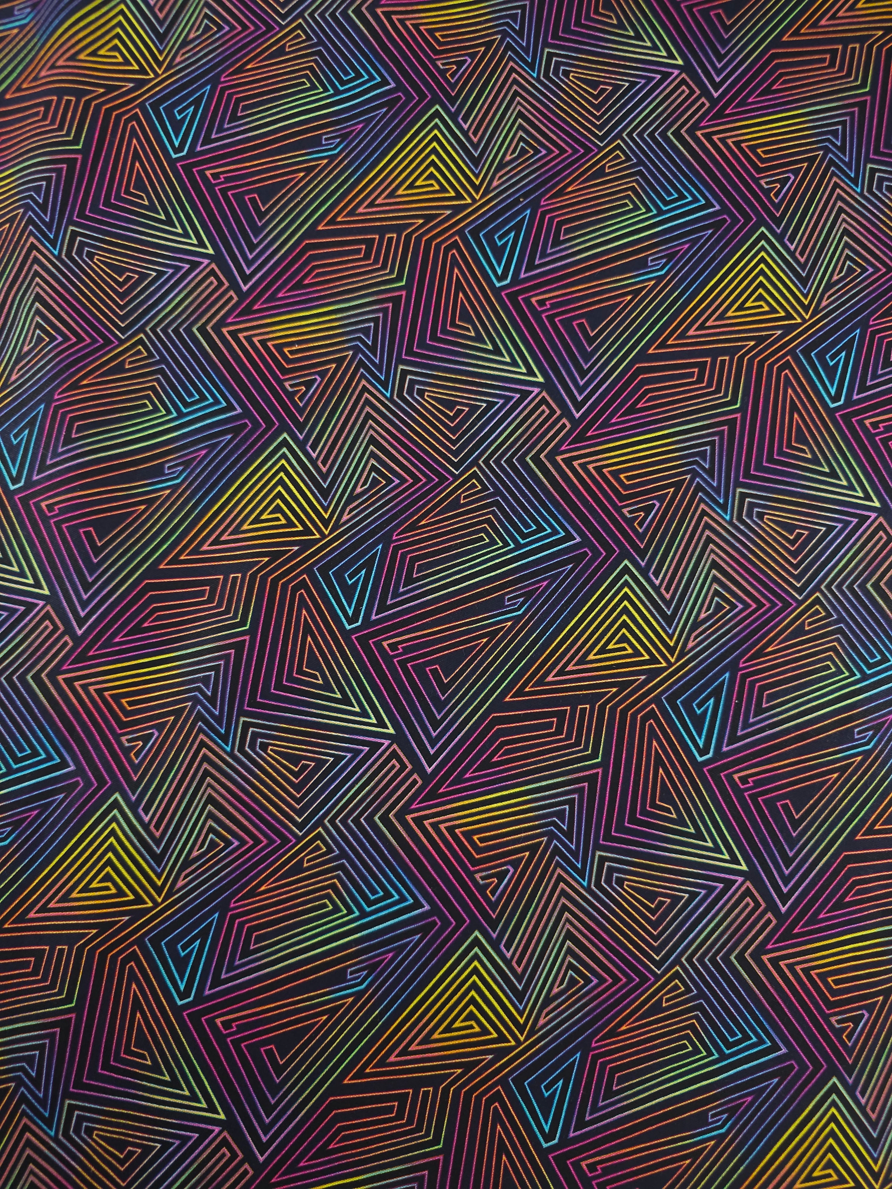 Multicolour/Black Geometric Maze 100% Cotton