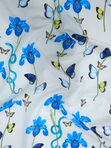  Ivory Butterfly Floral Poly Crepe