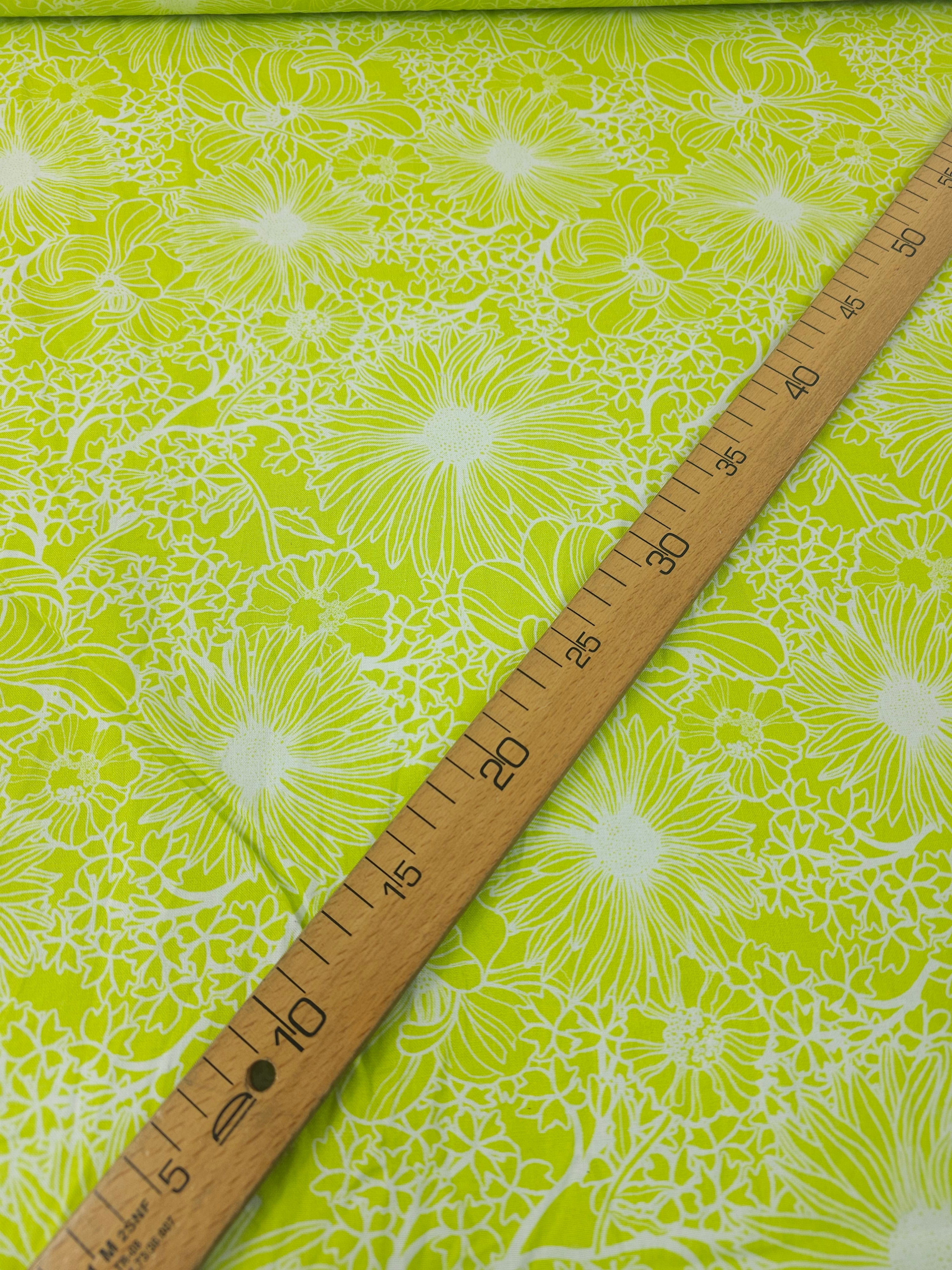 Lime Wonder Floral Sketch 100% Cotton