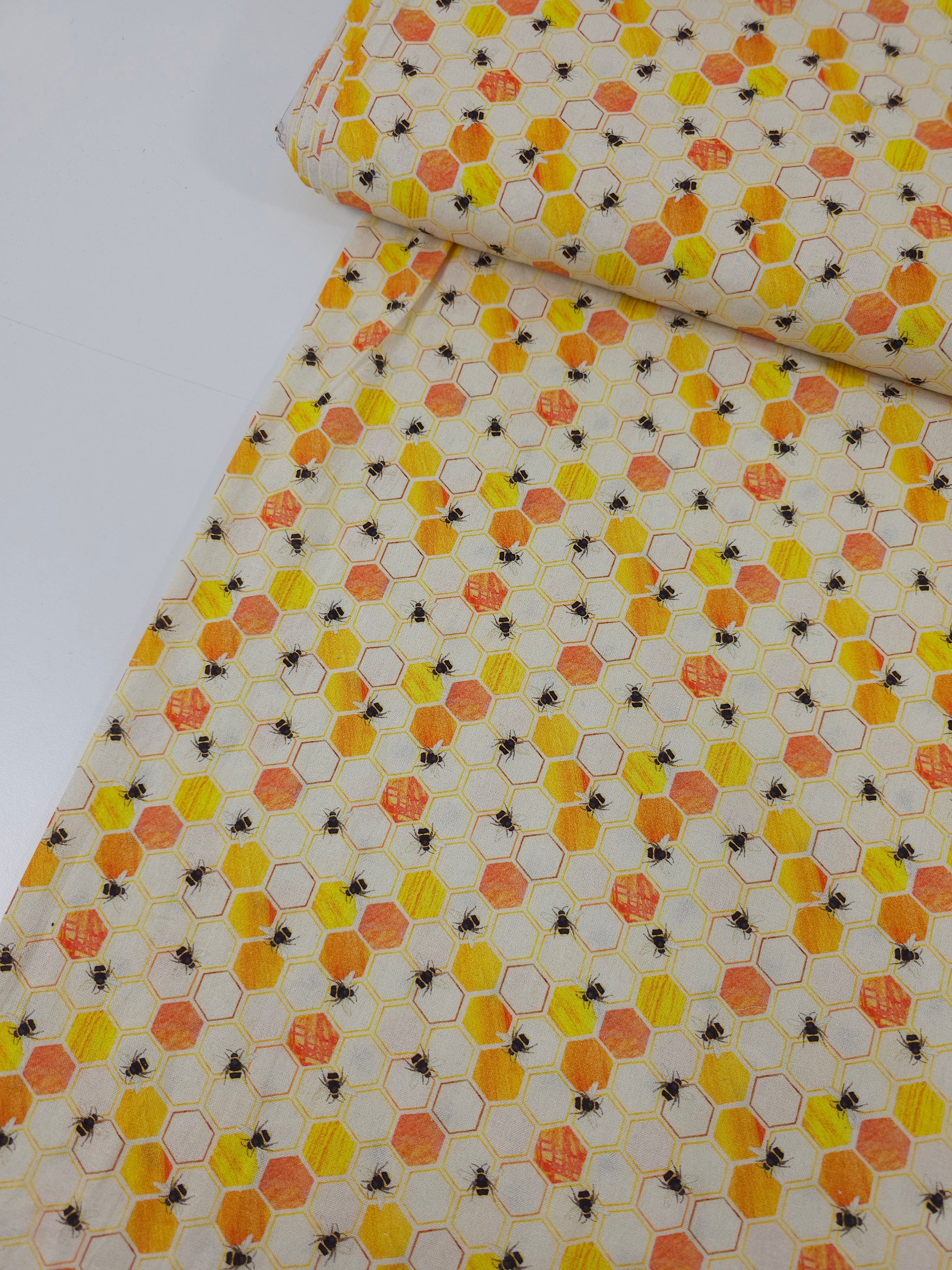 Honeycomb Bees 100% Cotton