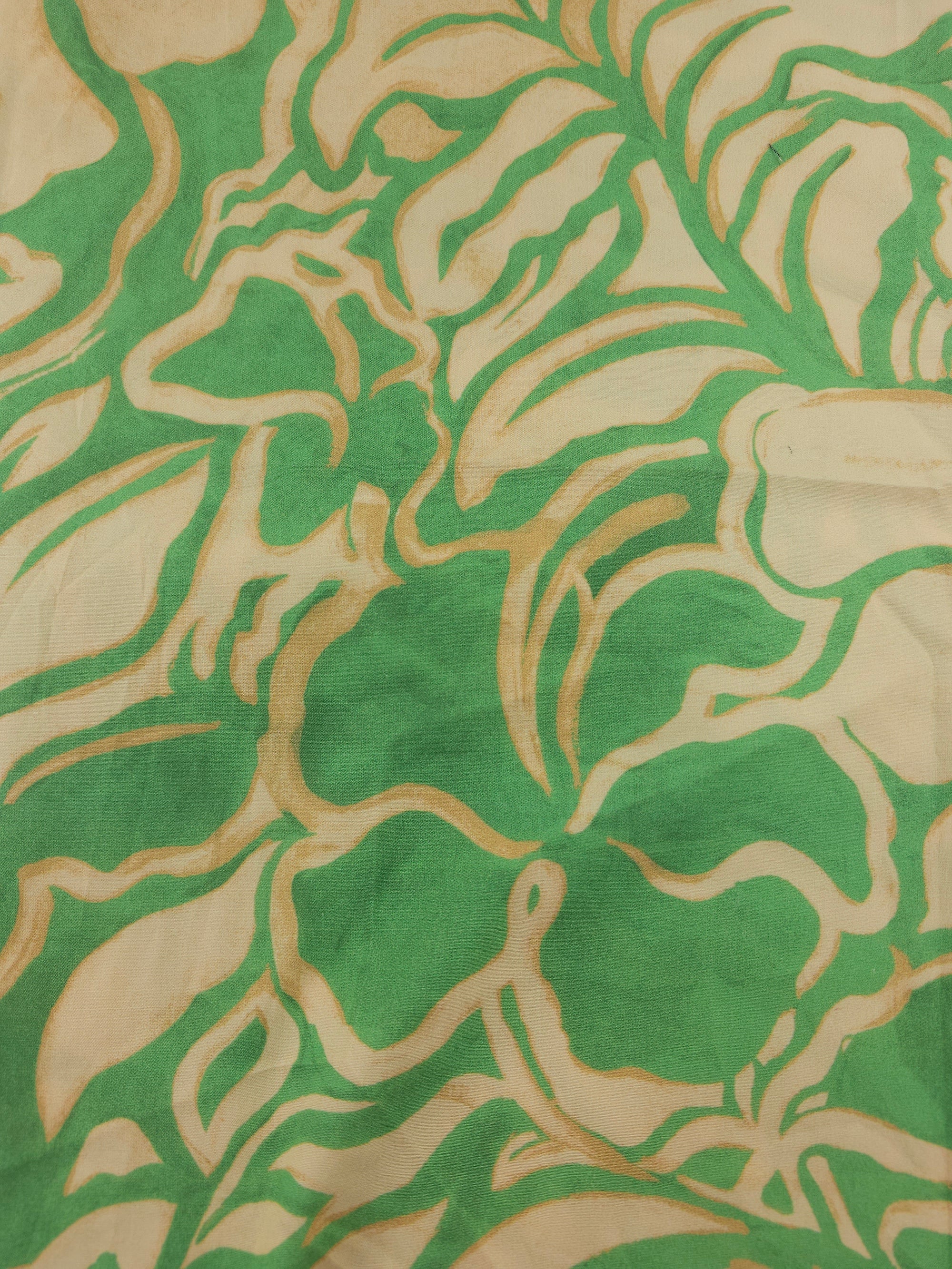 Bright green floral print Viscose- 1m piece