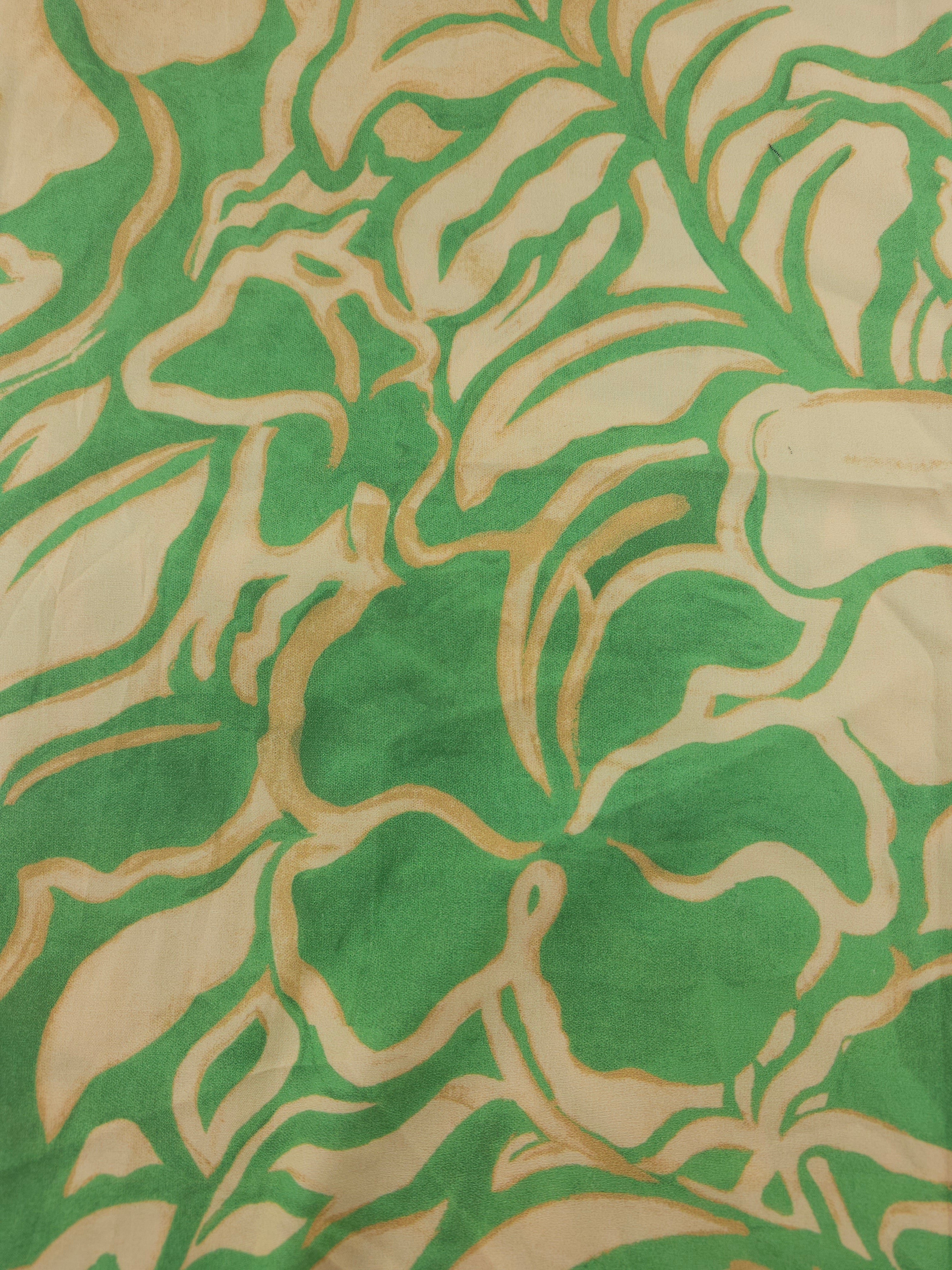 Bright green floral print Viscose- 1m piece