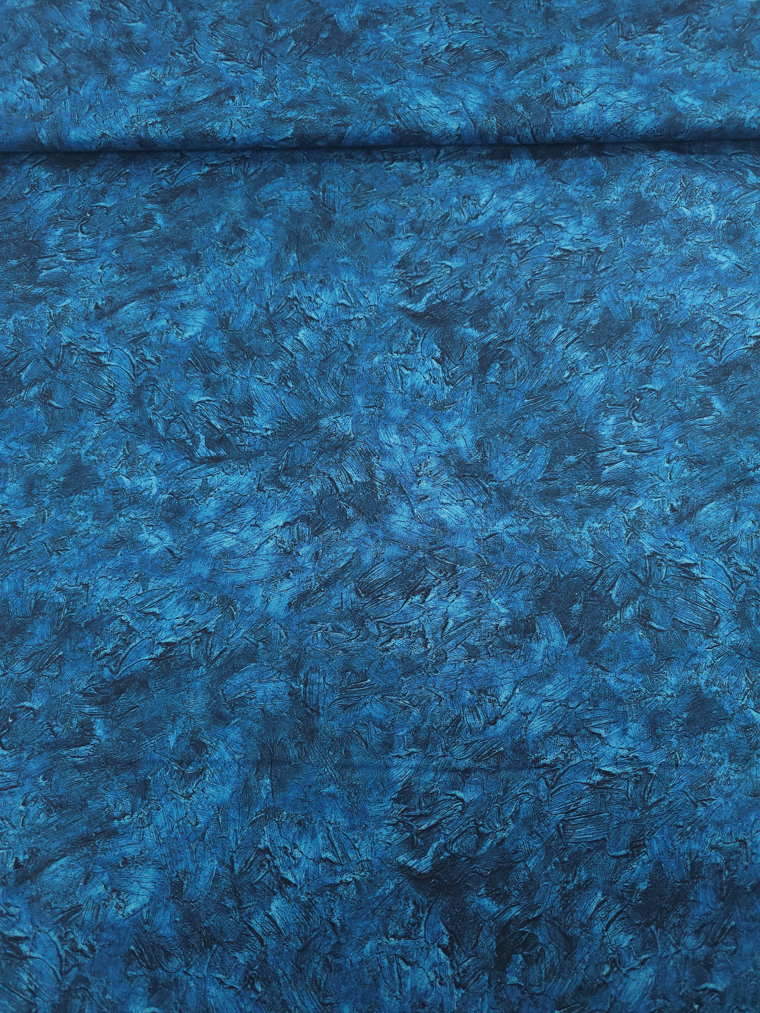 Petrol Blue Paint Swash Van Gogh 100% Cotton