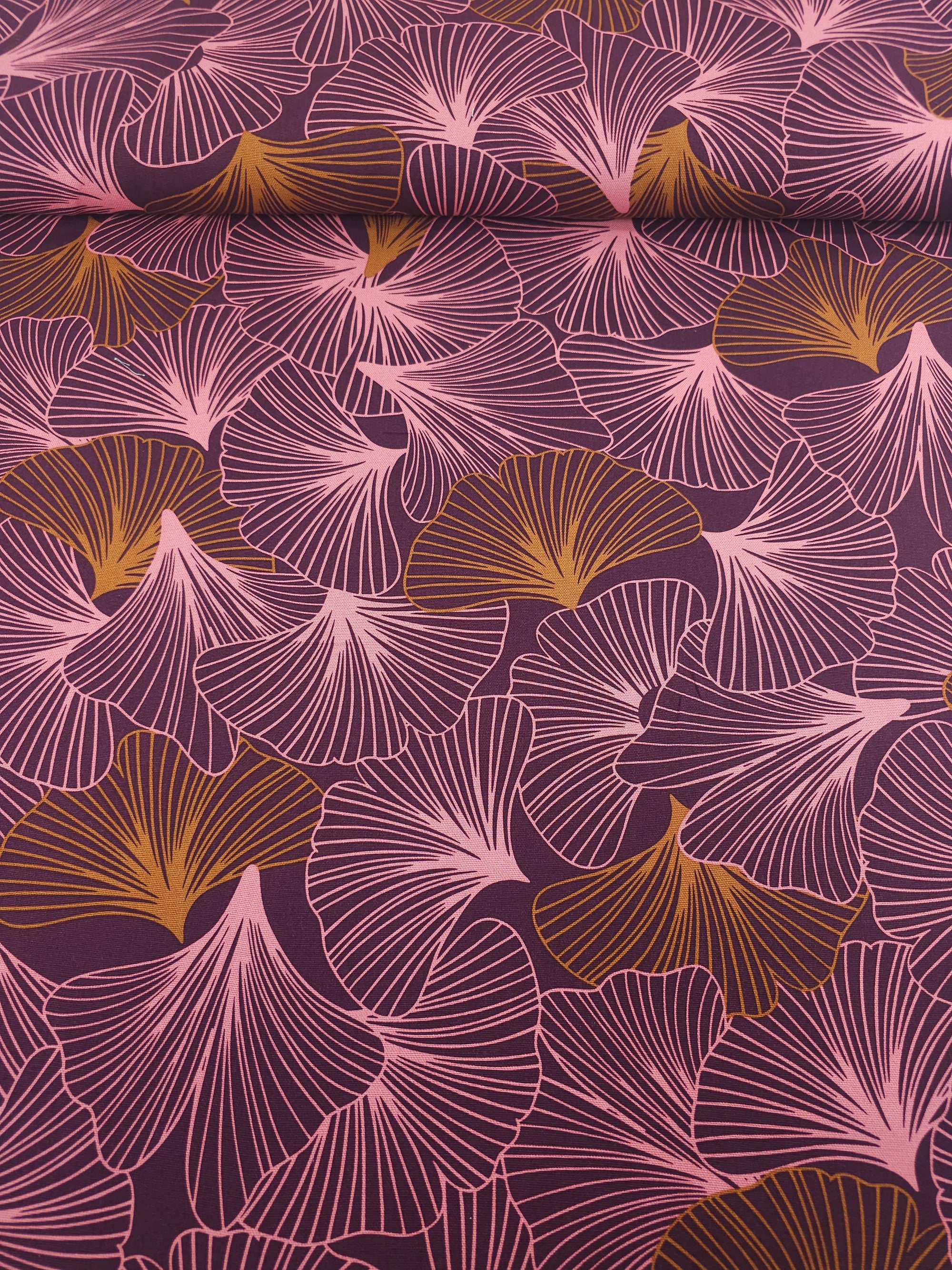 Plum/Blush Flutter Leaf Canvas Cotton