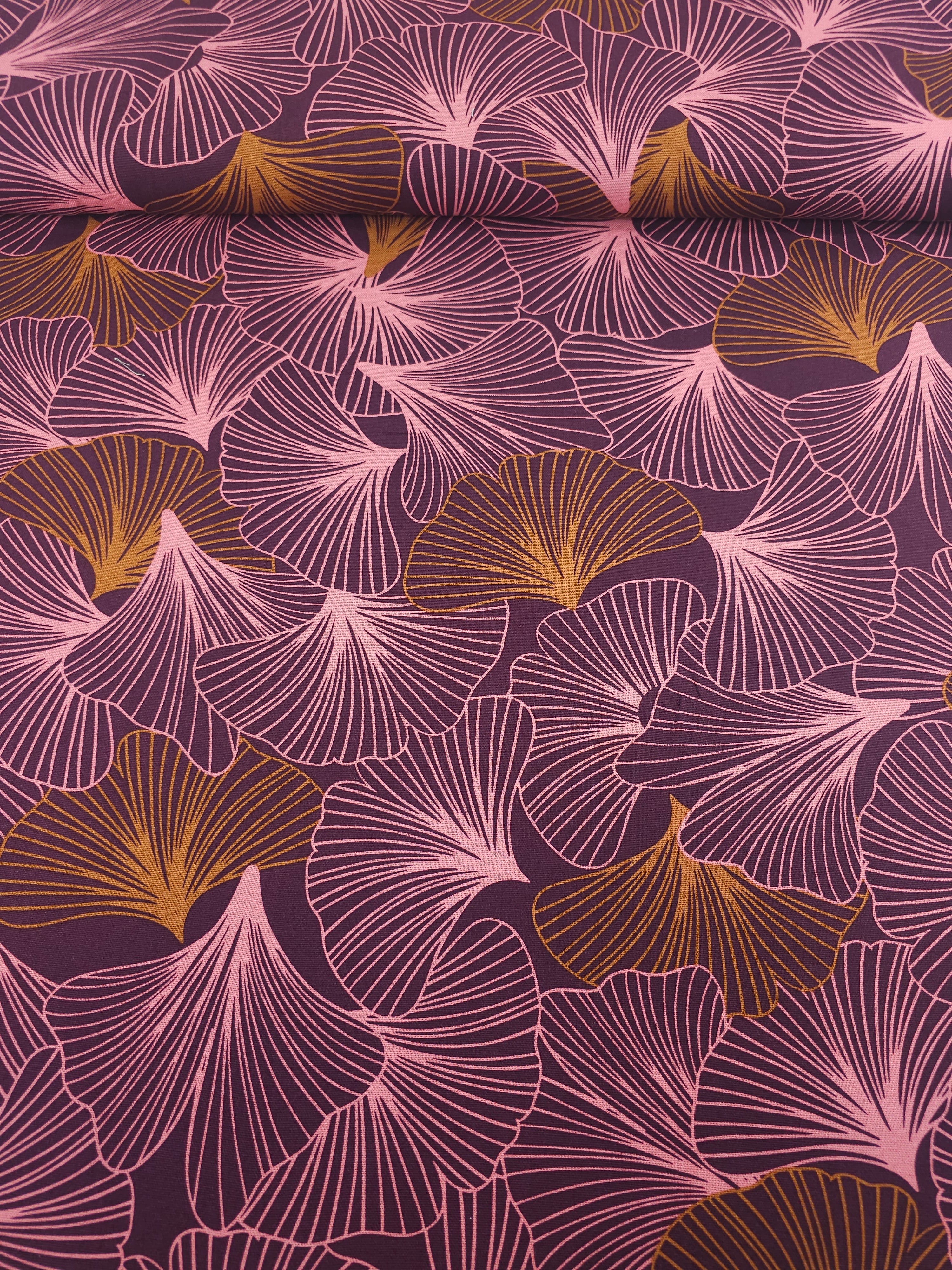 Plum/Blush Flutter Leaf Canvas Cotton