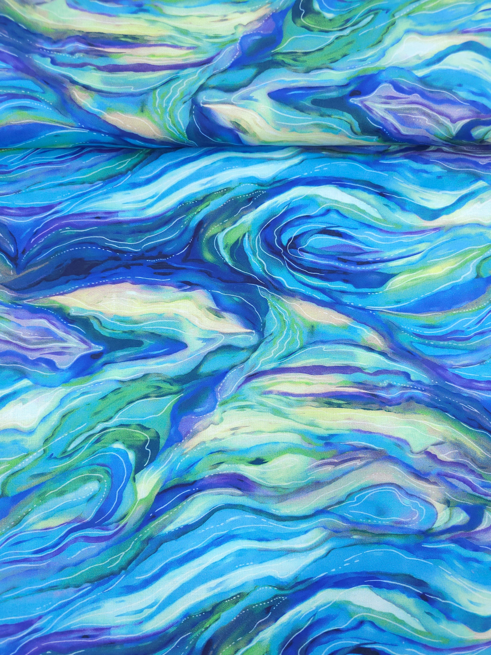 Blue/Green Wild Wave 100% Cotton 106" - Robert Kaufman *EXTRA WIDE*