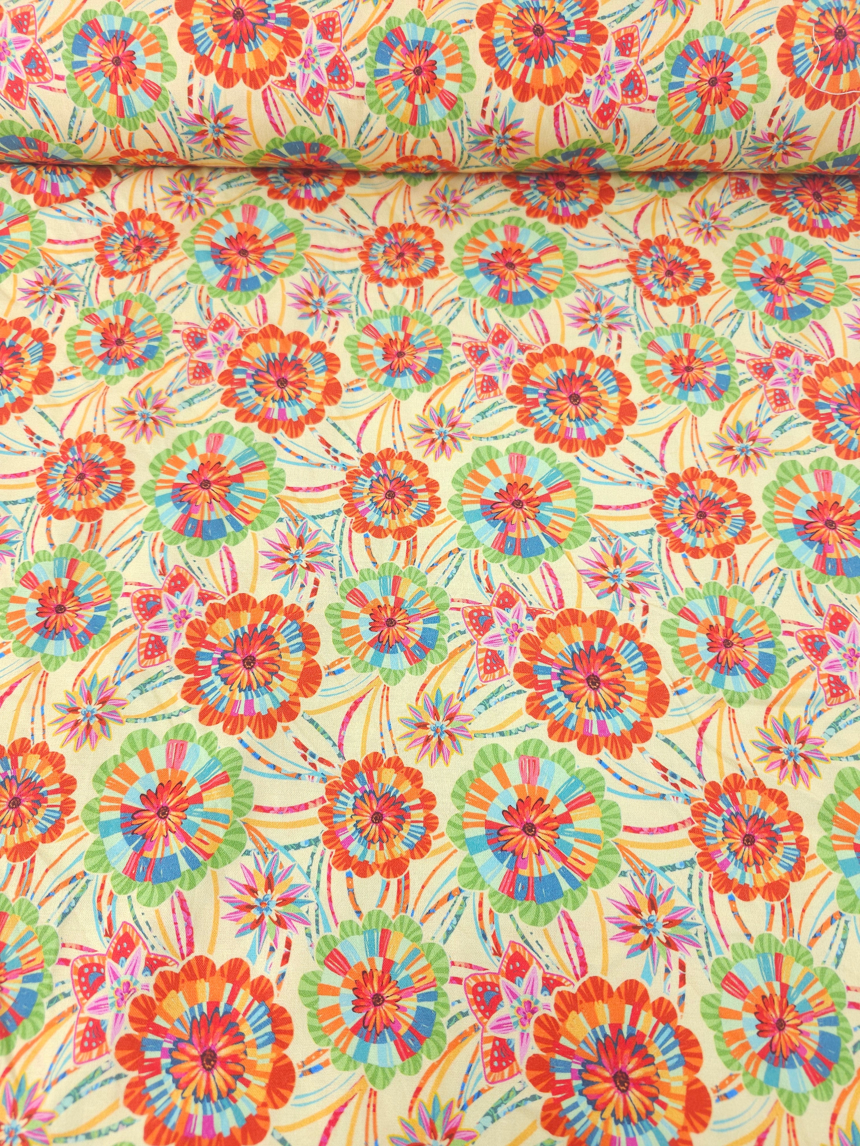 Pale Yellow Mandala Festival 100% Cotton - Odile Bailloeul