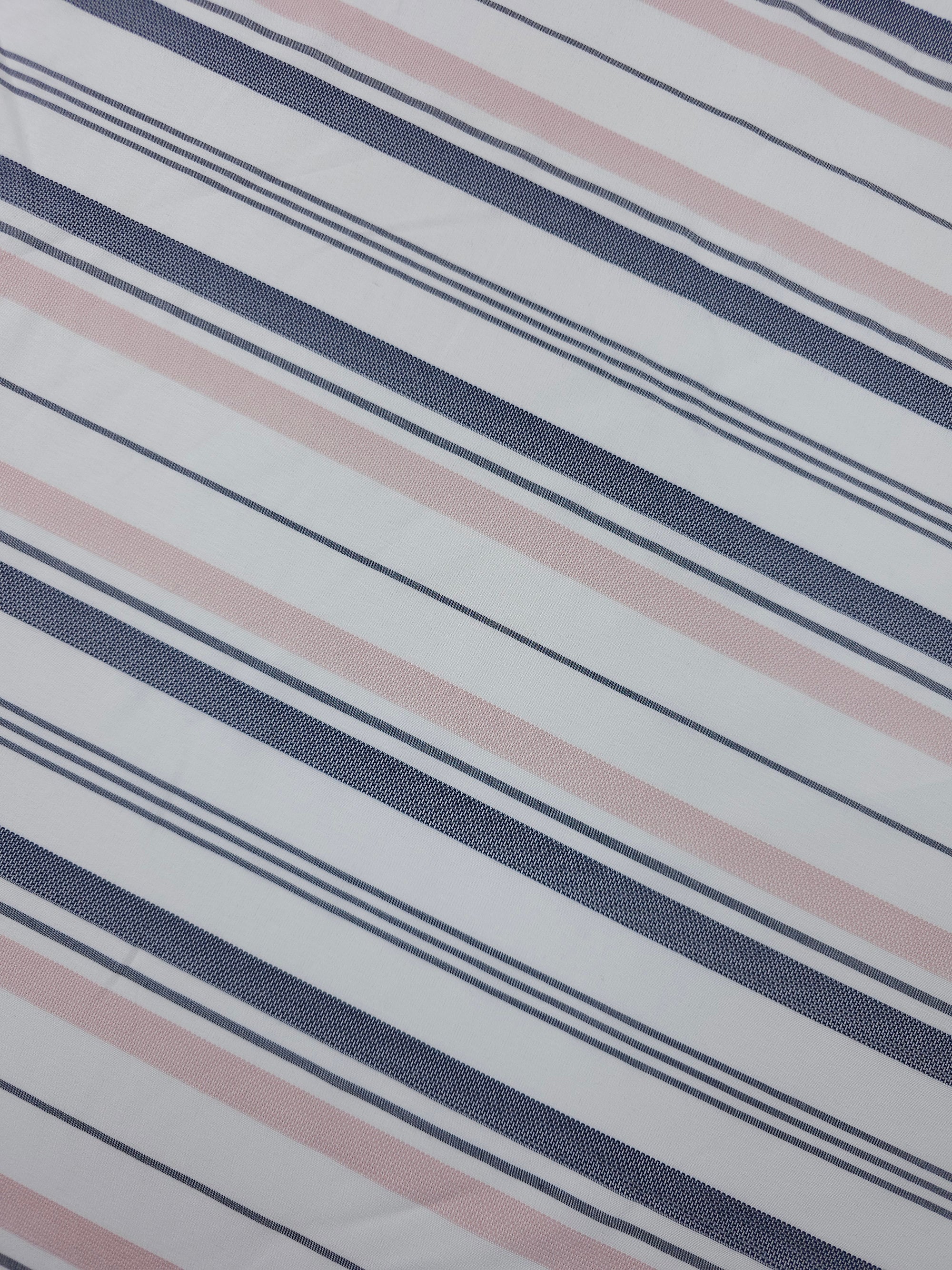 Baby Pink/Navy Irregular Stripe Lightweight Cotton