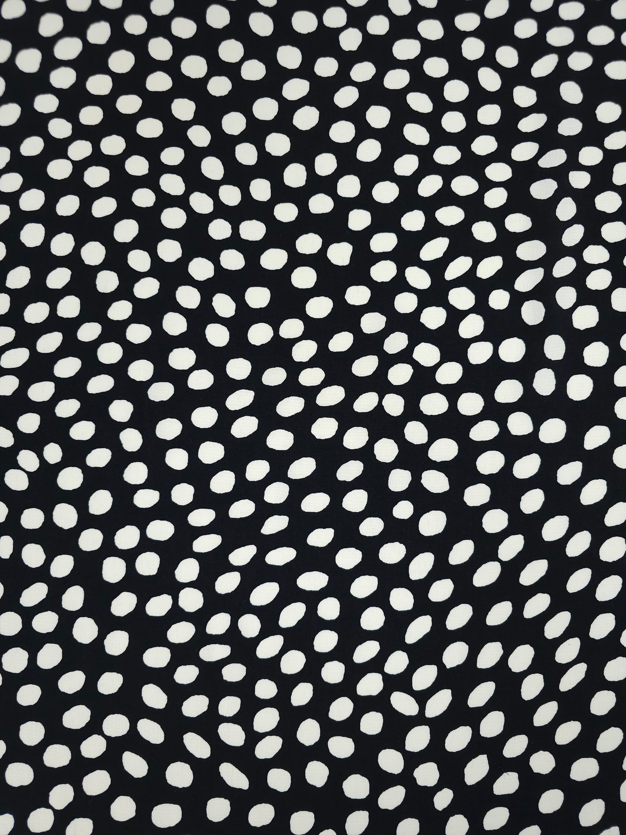 Black/Ivory Irregular Polka Spot Viscose Crepe