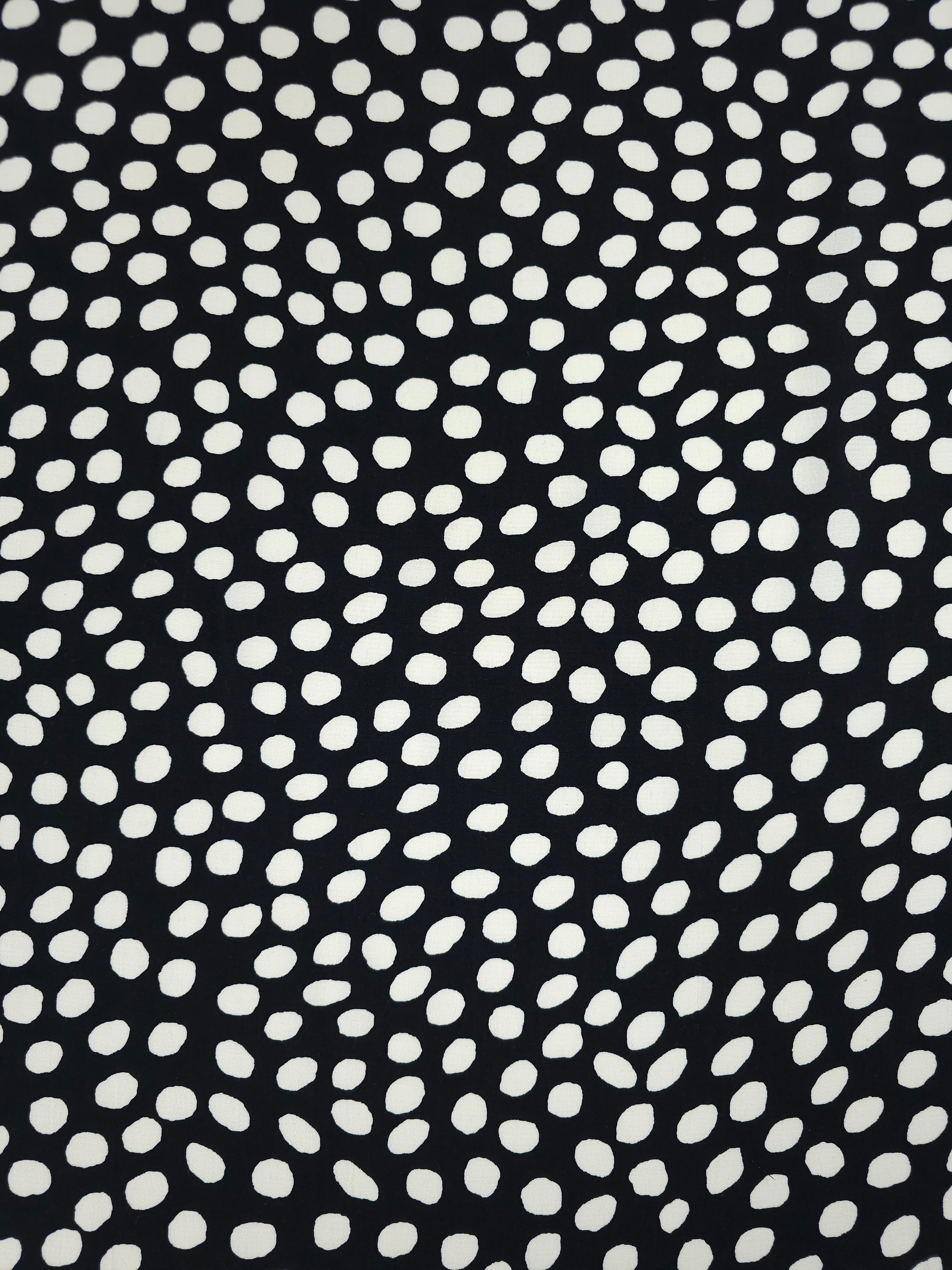 Black/Ivory Irregular Polka Spot Viscose Crepe