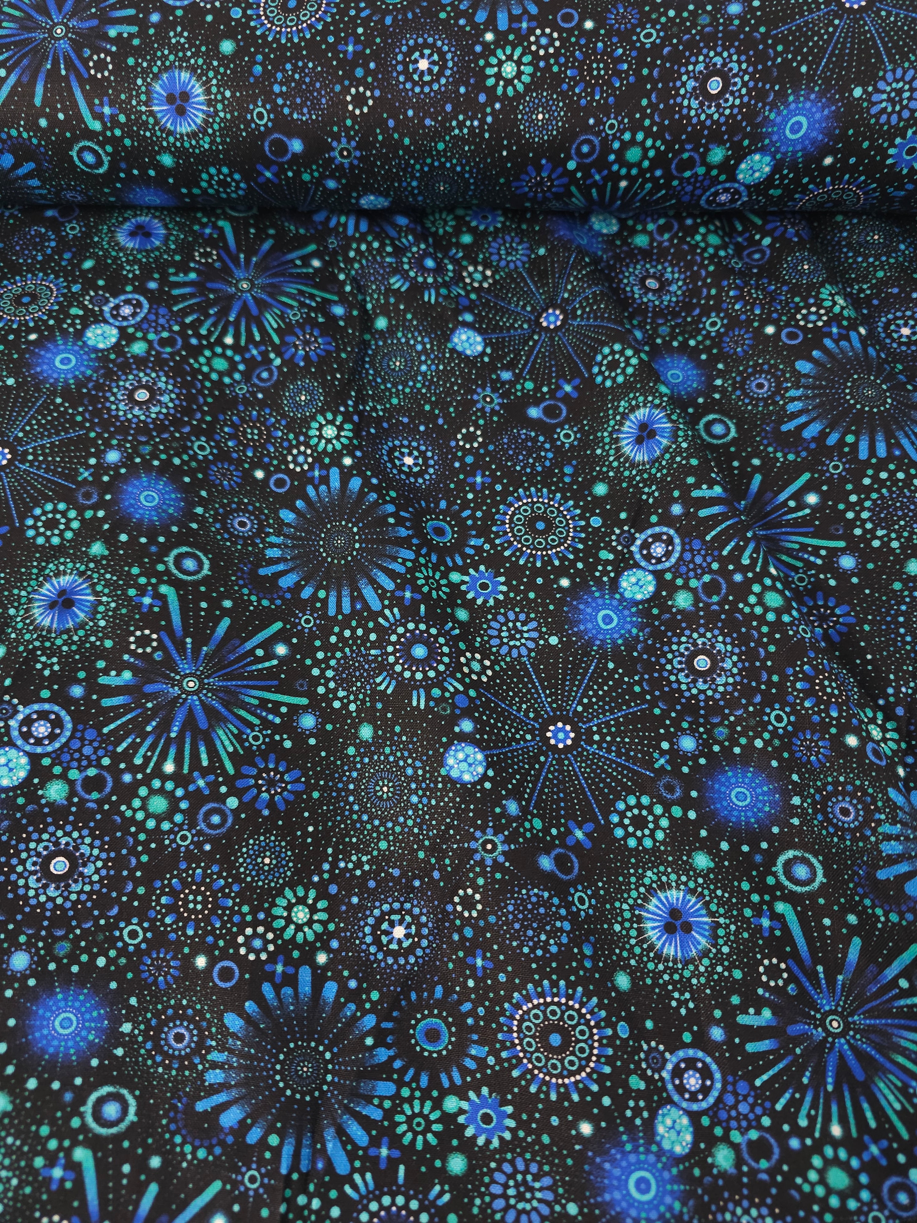 Blue/Mint Firework Display 100% Cotton