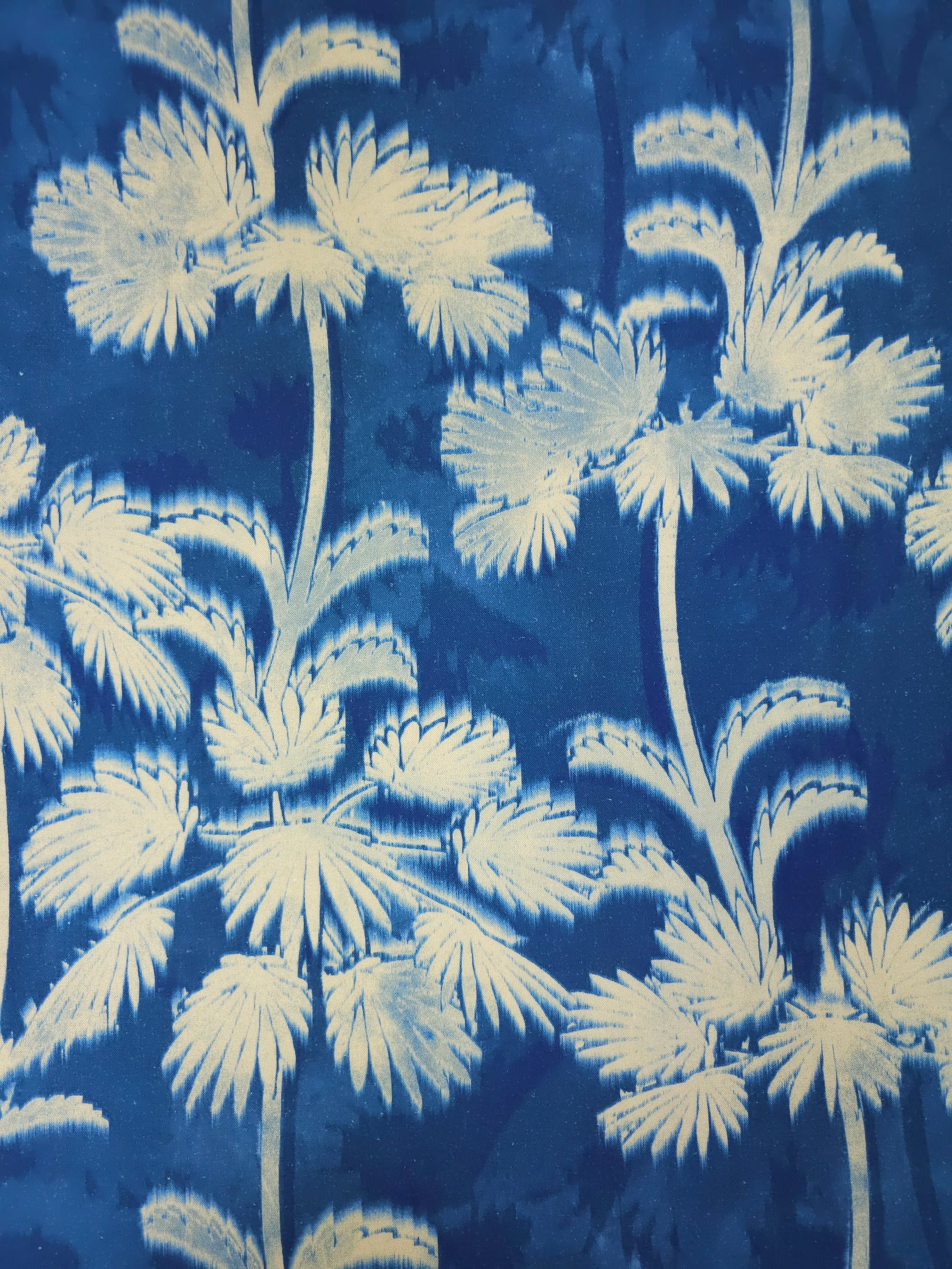 Blue Blur Palm Viscose Linen