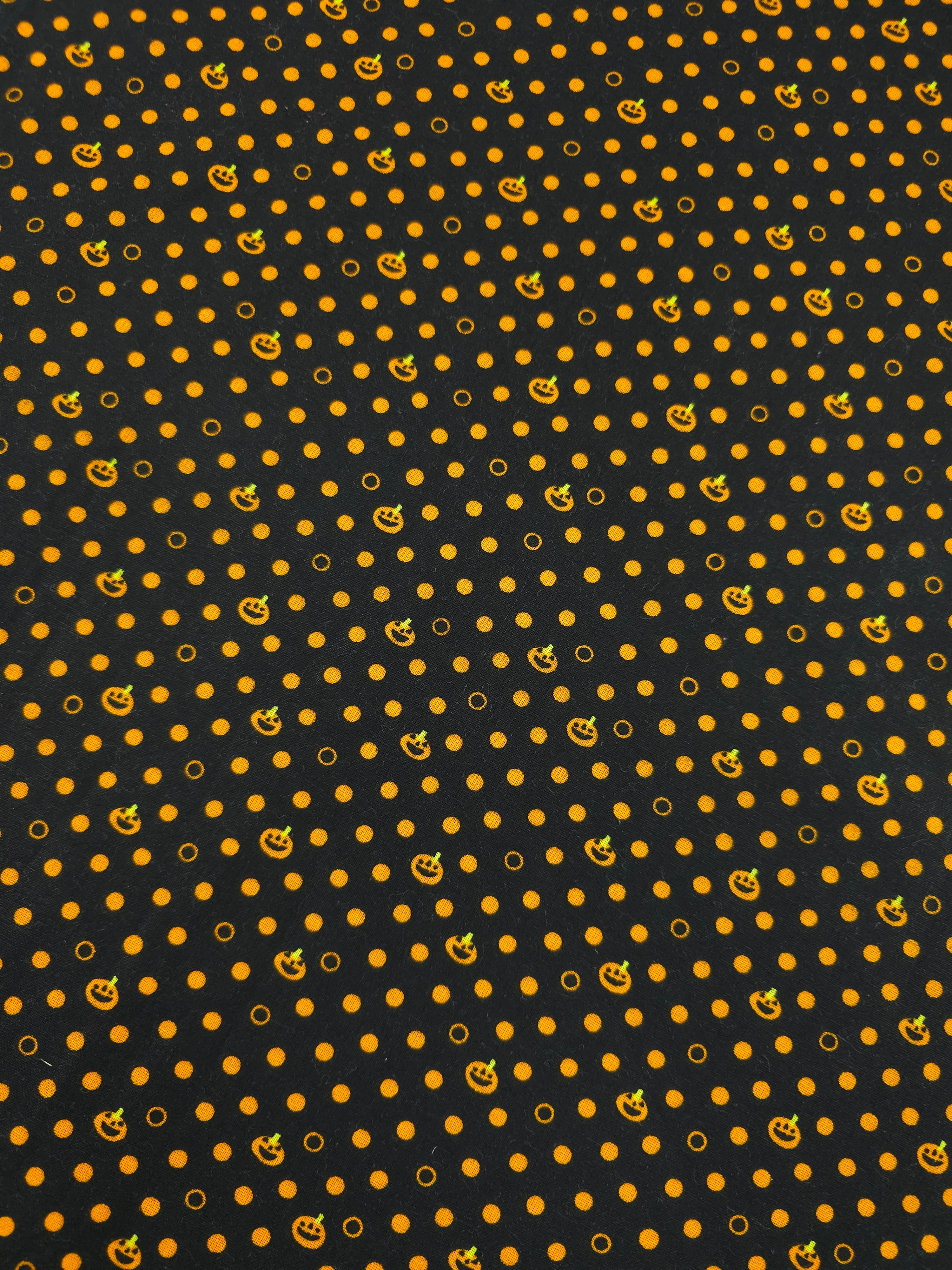 Orange/Black Mini Pumpkin Polka Dot 100% Cotton