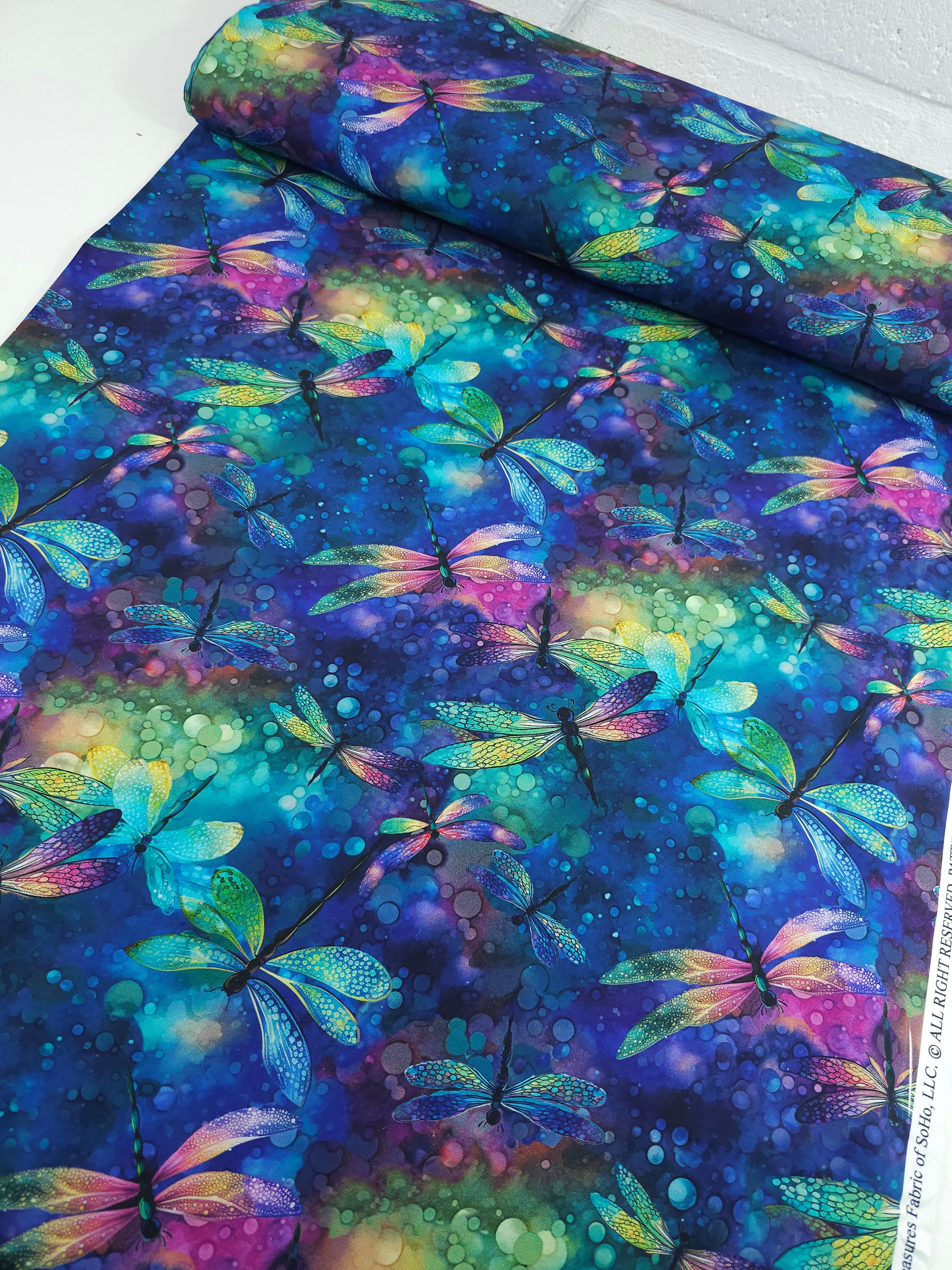 Midnight Fantasy Dragonfly 100% Cotton