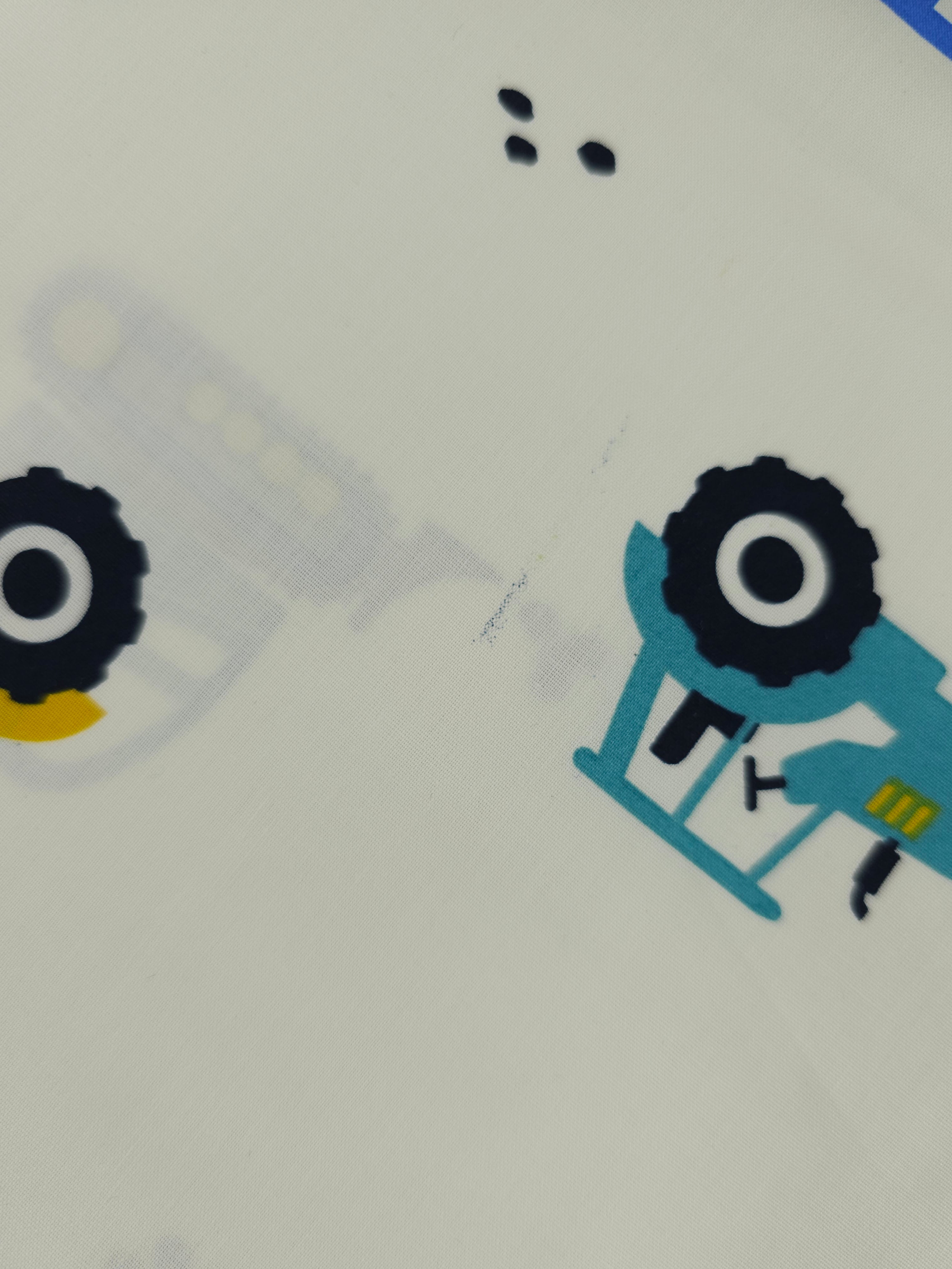 Yellow/Blue Tractors 100% Cotton 60" *DEFECT*