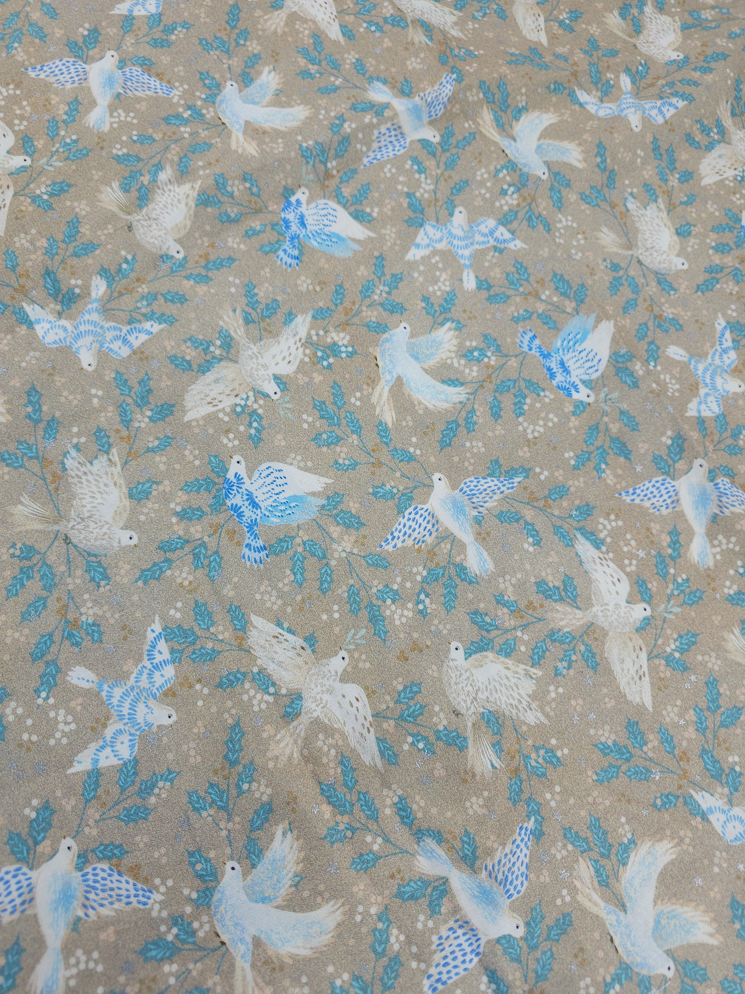 Beige bird Cotton- 1.4m piece