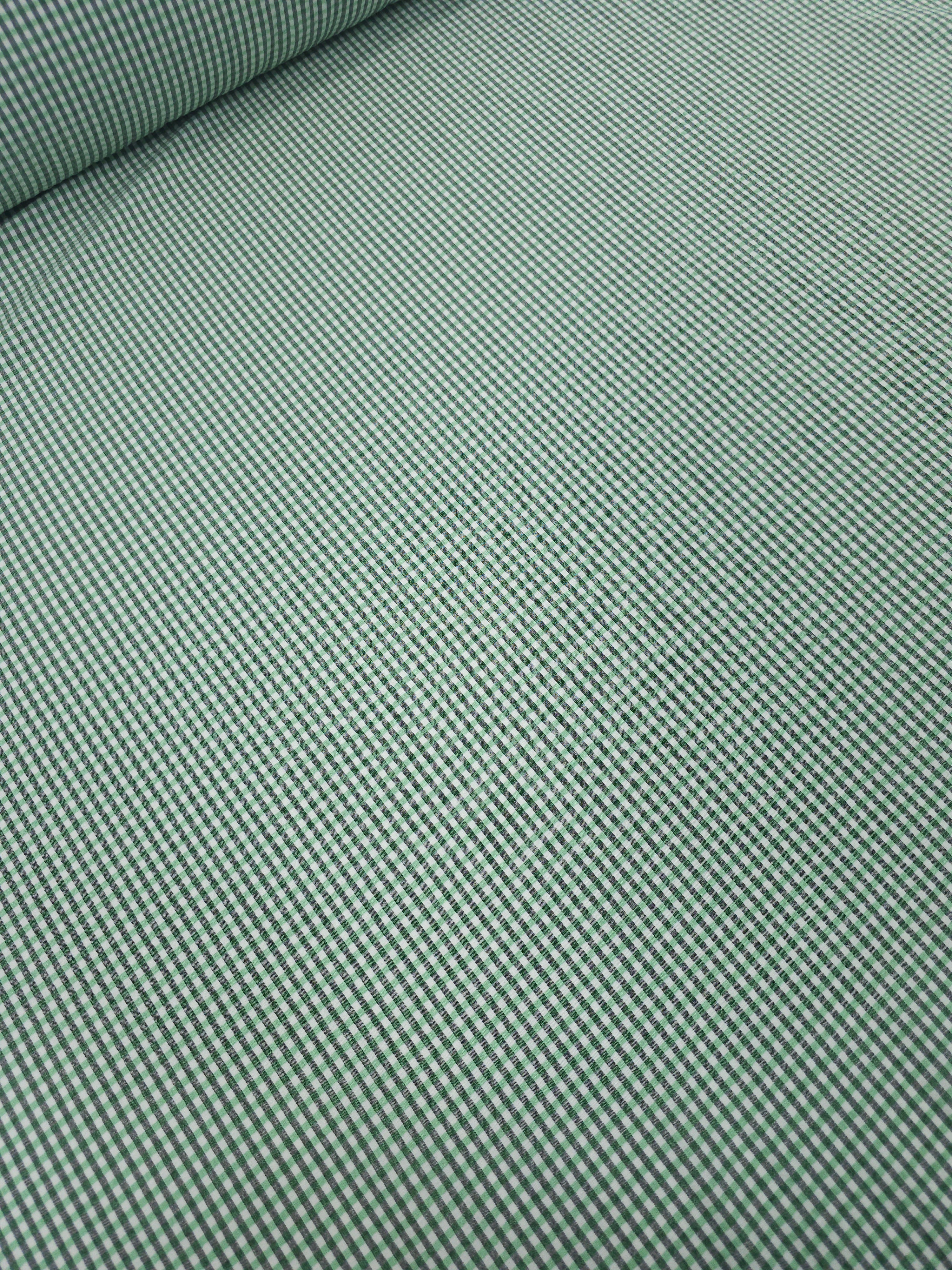 Green/Grey Mini Gingham Cotton Poly