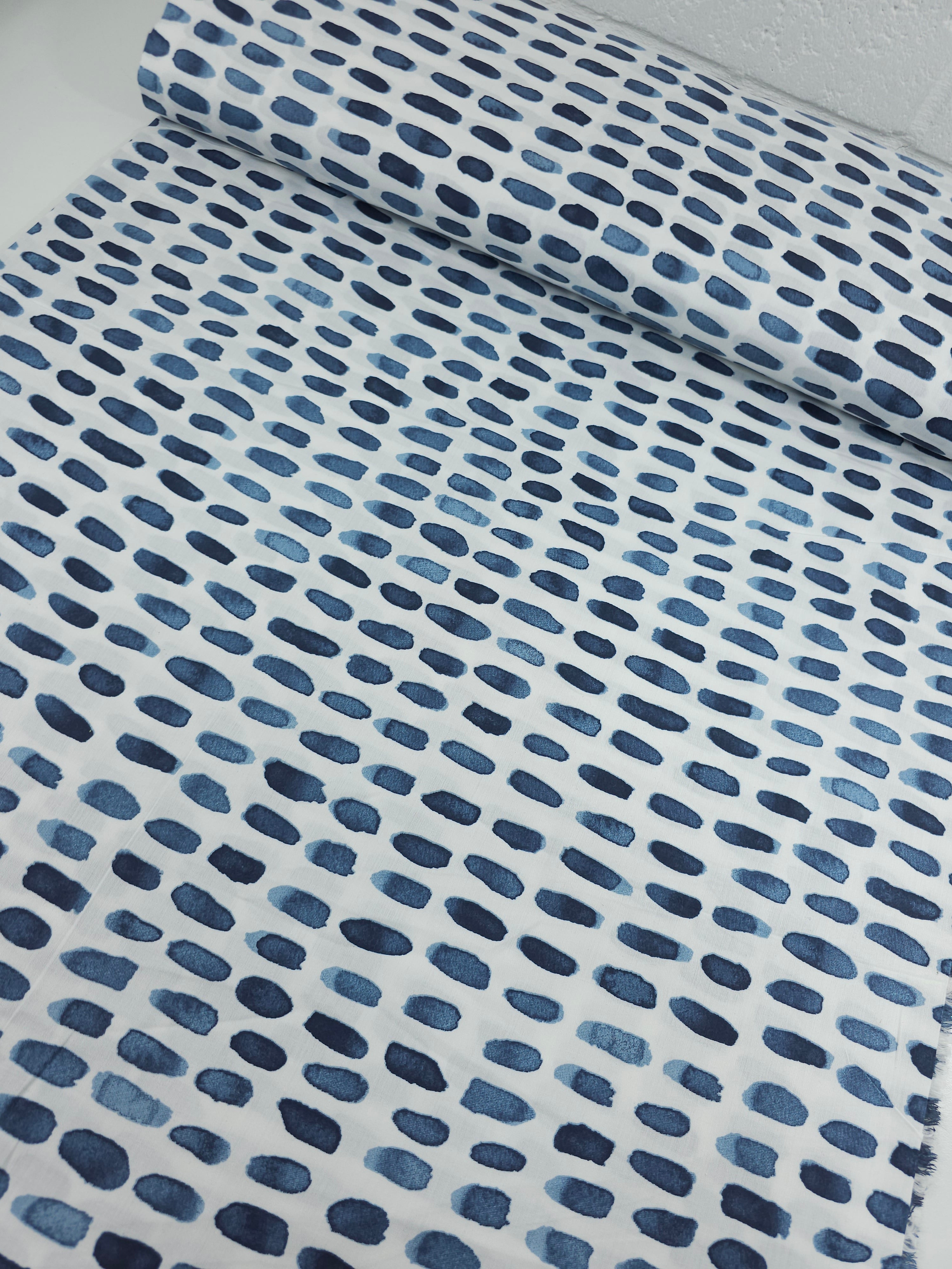 Petrol Blue Watercolour Paint Stroke 100% Cotton 98" *EXTRA WIDE*