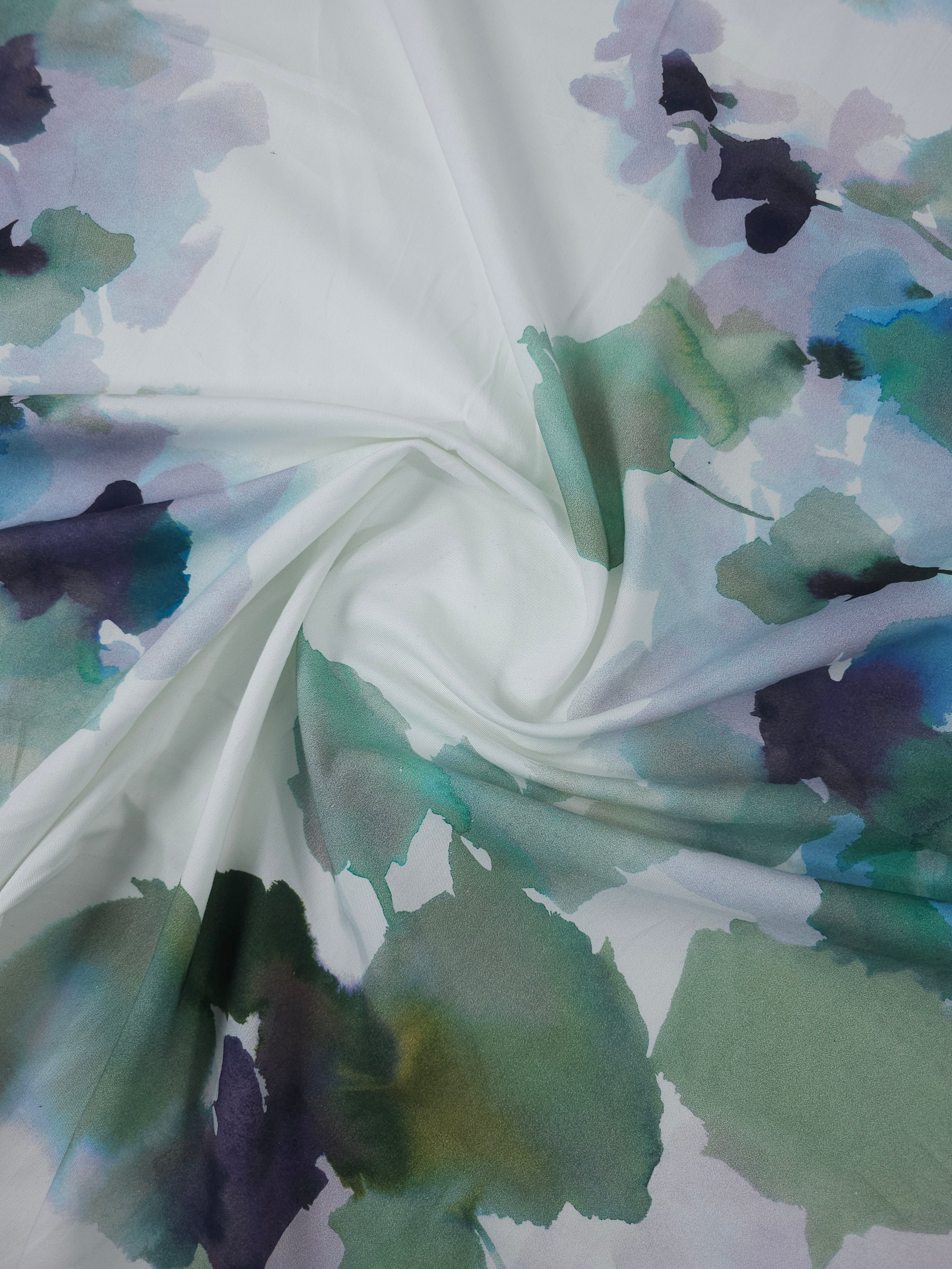 Watercolour Branch Smudge Lightweight Cotton Sateen