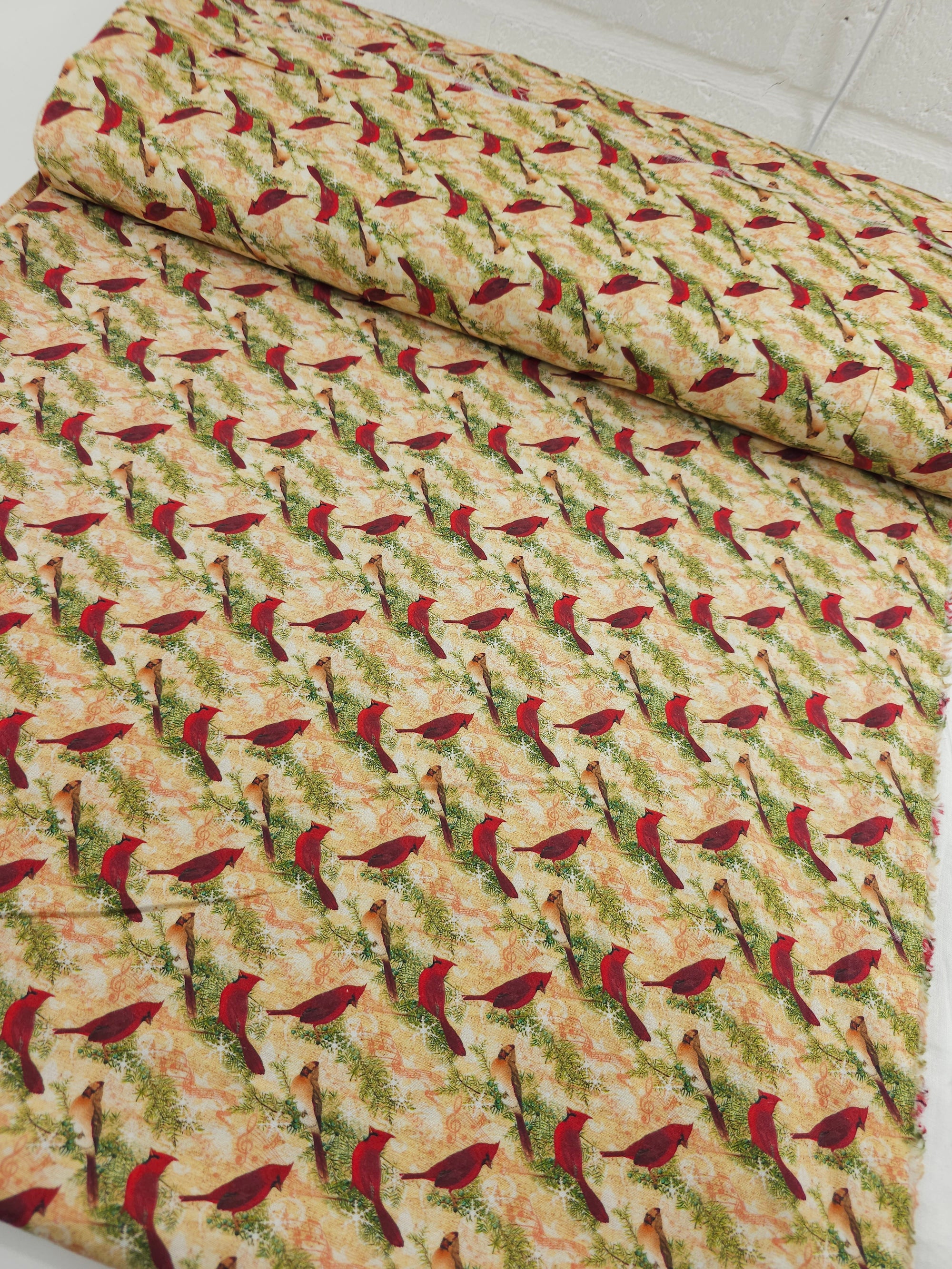 Christmas Musical Cardinals 100% Cotton - Joann