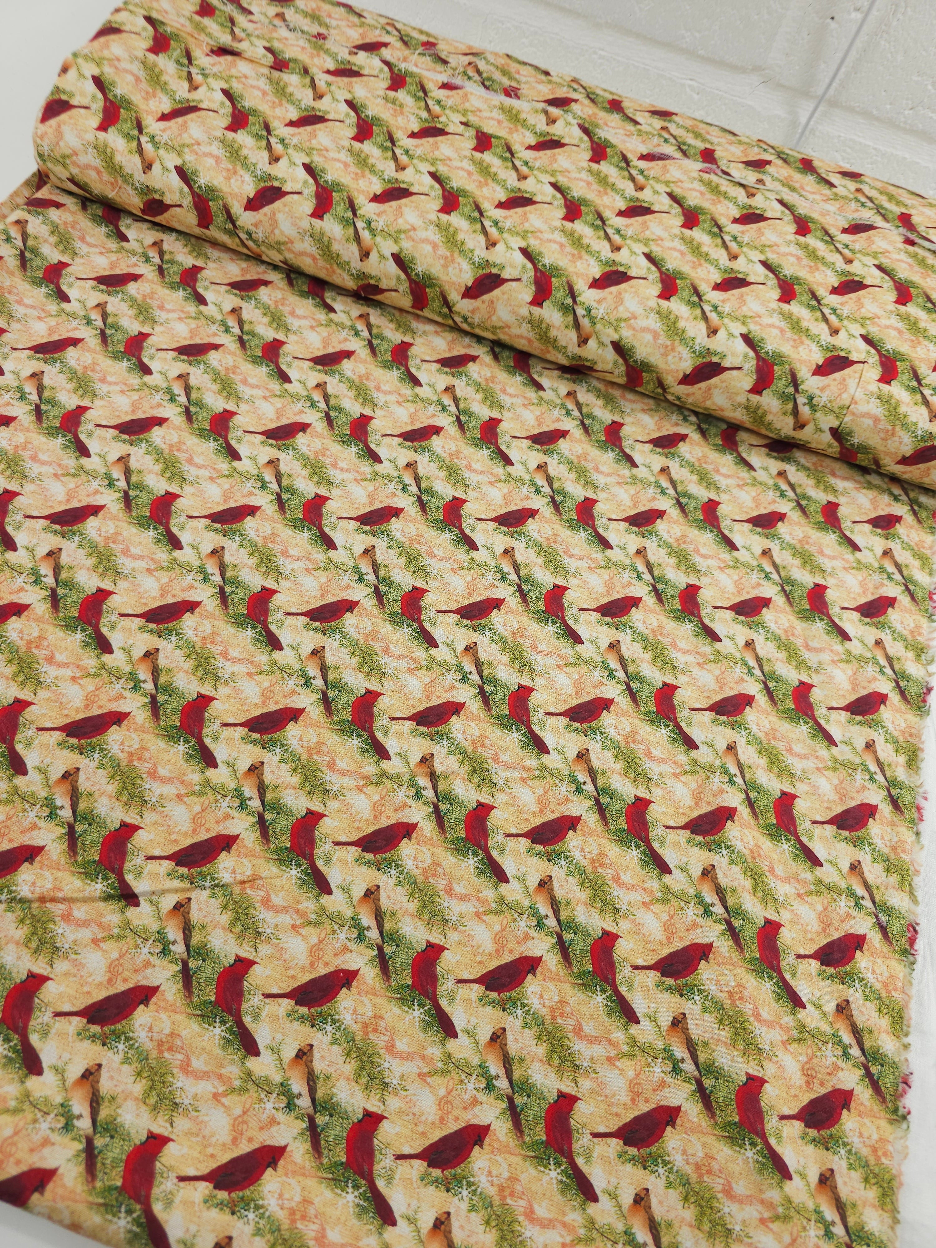 Christmas Musical Cardinals 100% Cotton - Joann