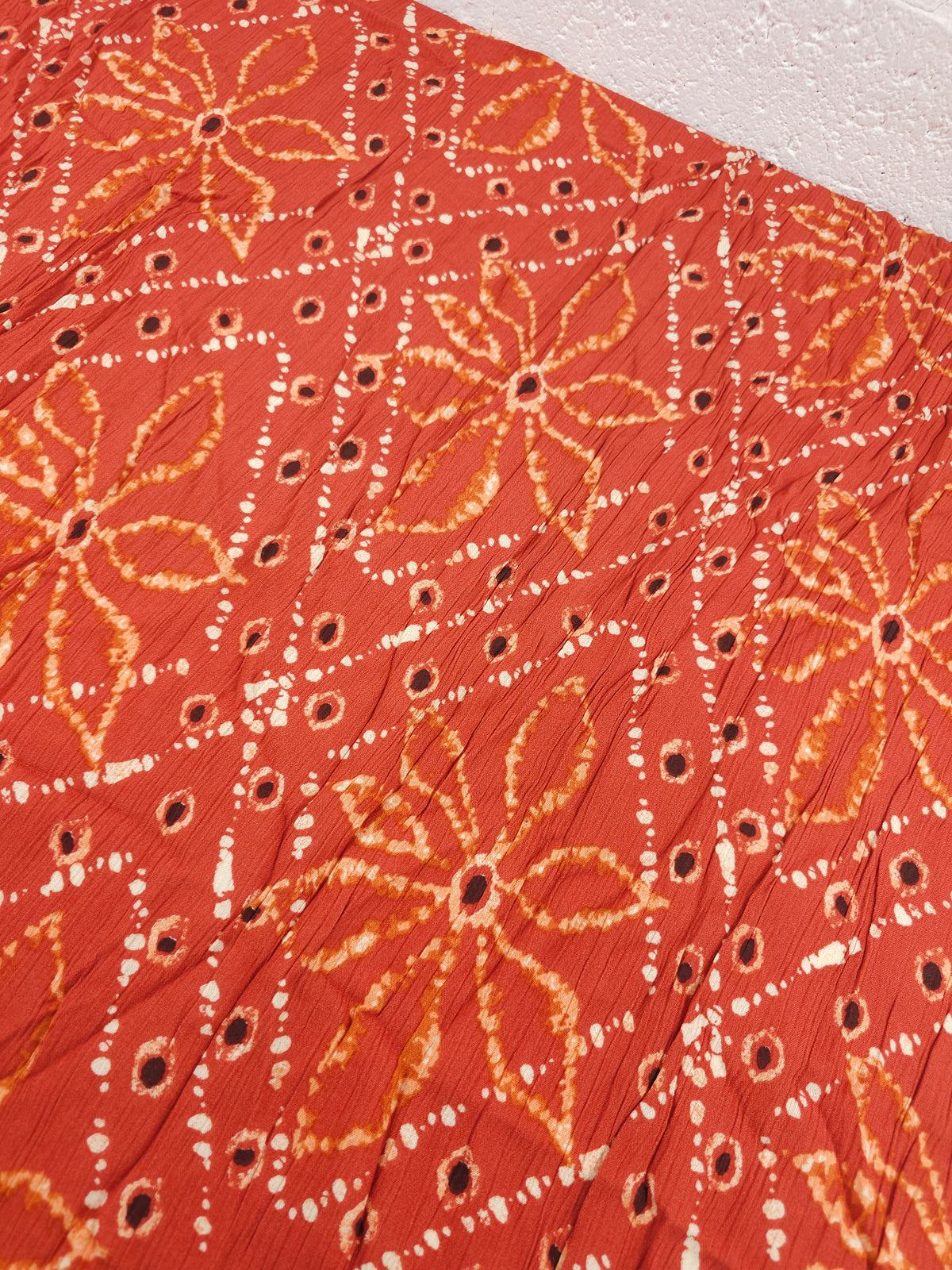 Rust Diamond Flower Crinkle Viscose