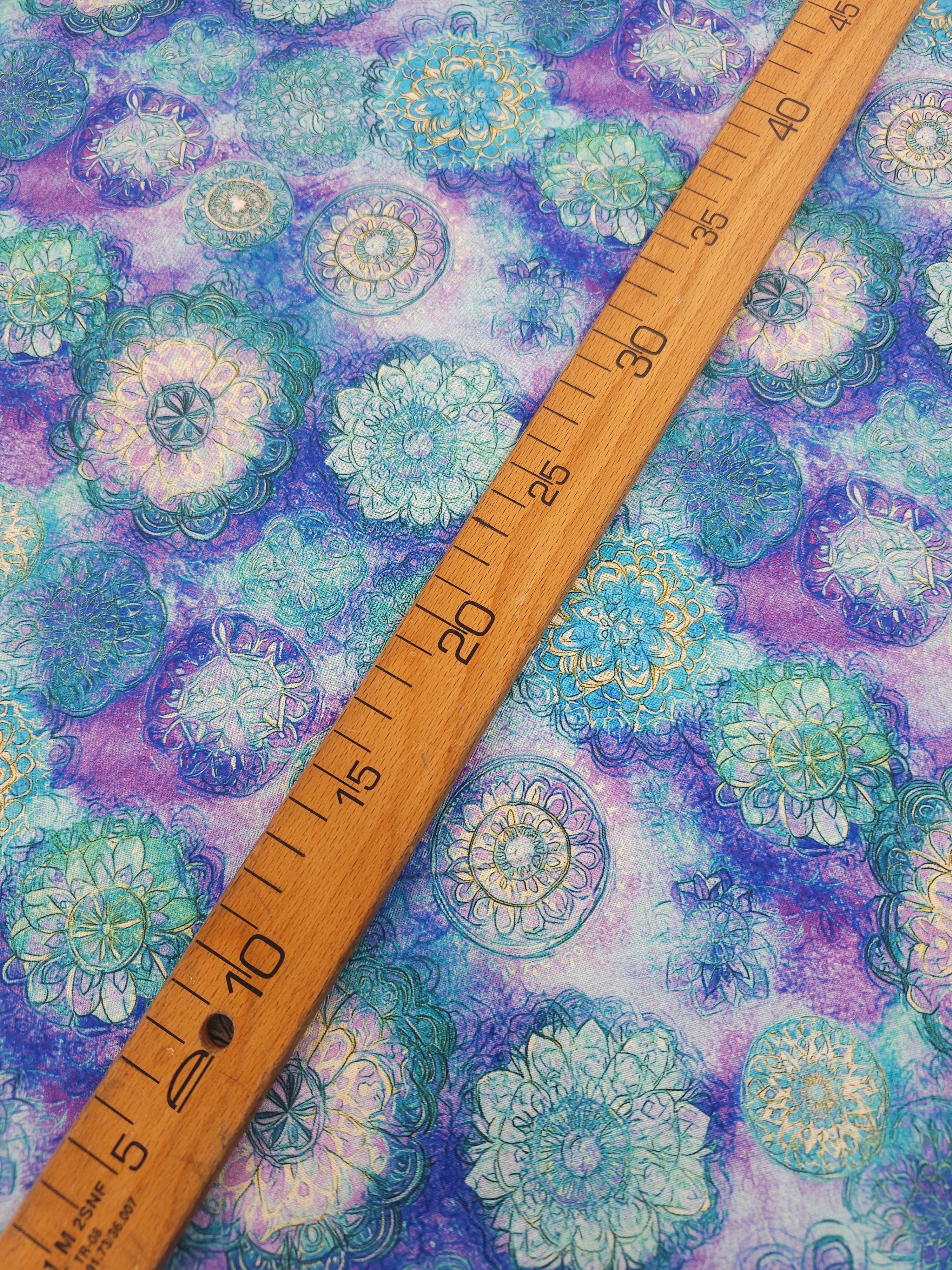 Purple/Turquoise Spiral Medallion 100% Cotton 104” *EXTRA WIDE*
