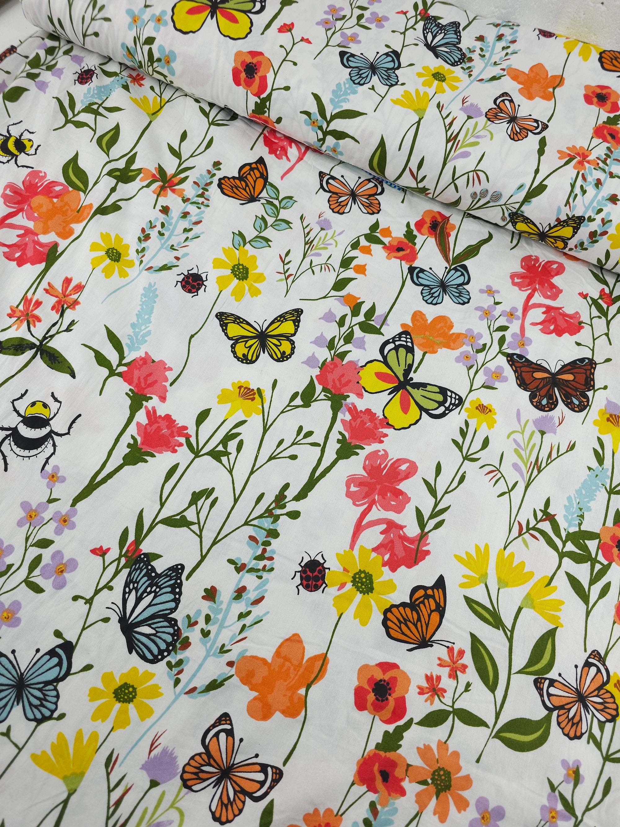Spring Butterfly Floral Garden 100% Cotton 112" *EXTRA WIDE*