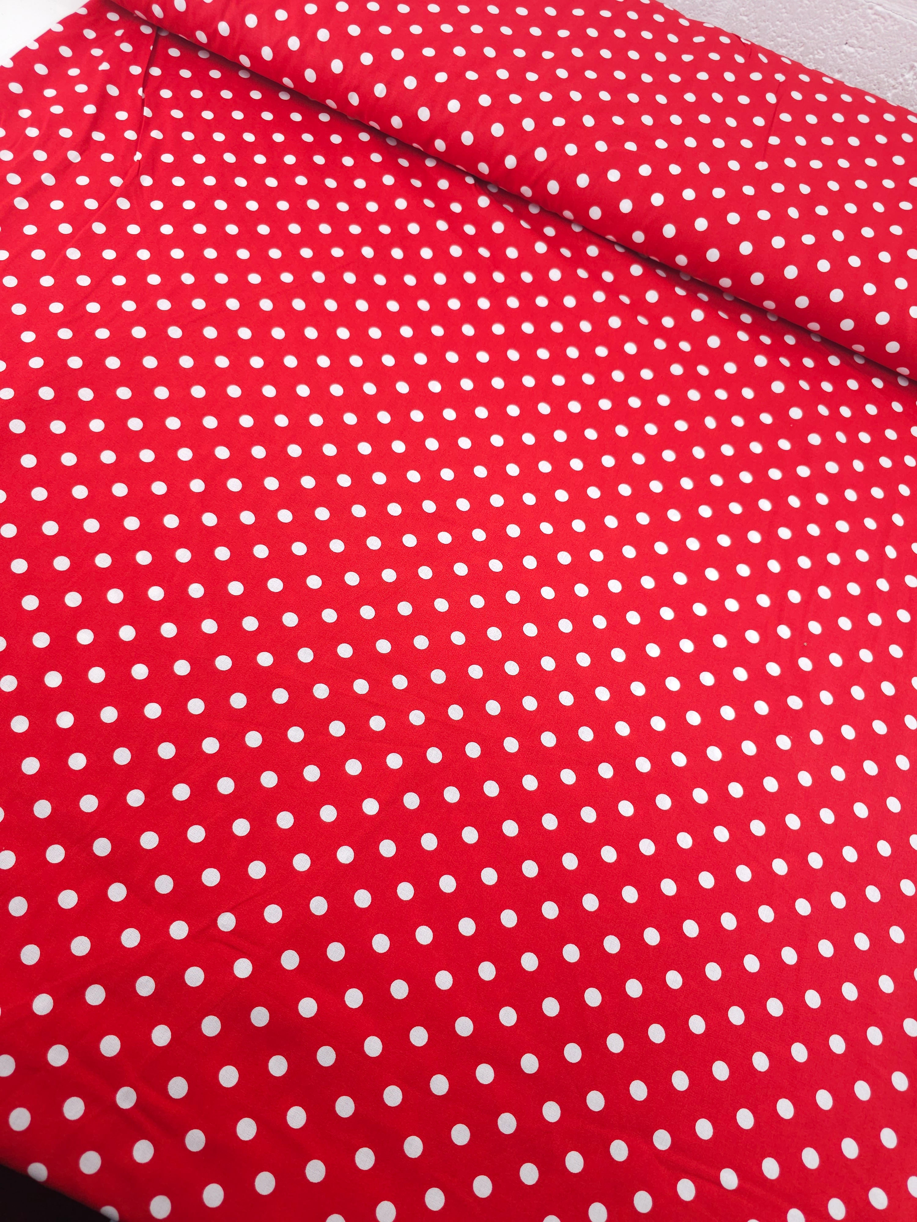 Red Small Polka Spot Lightweight Cotton 57"
