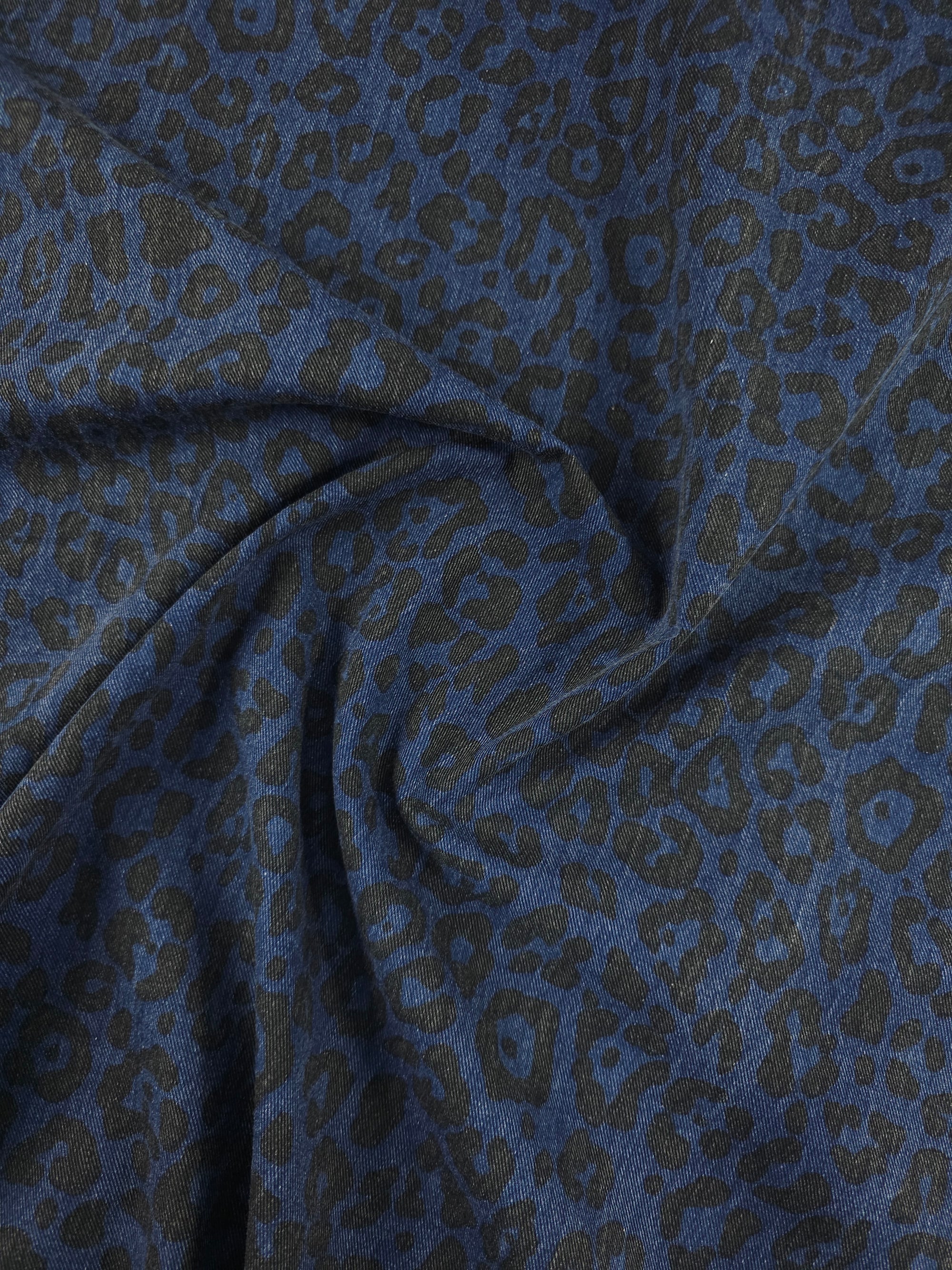 Blue Washed Leopard Dressmaking Denim