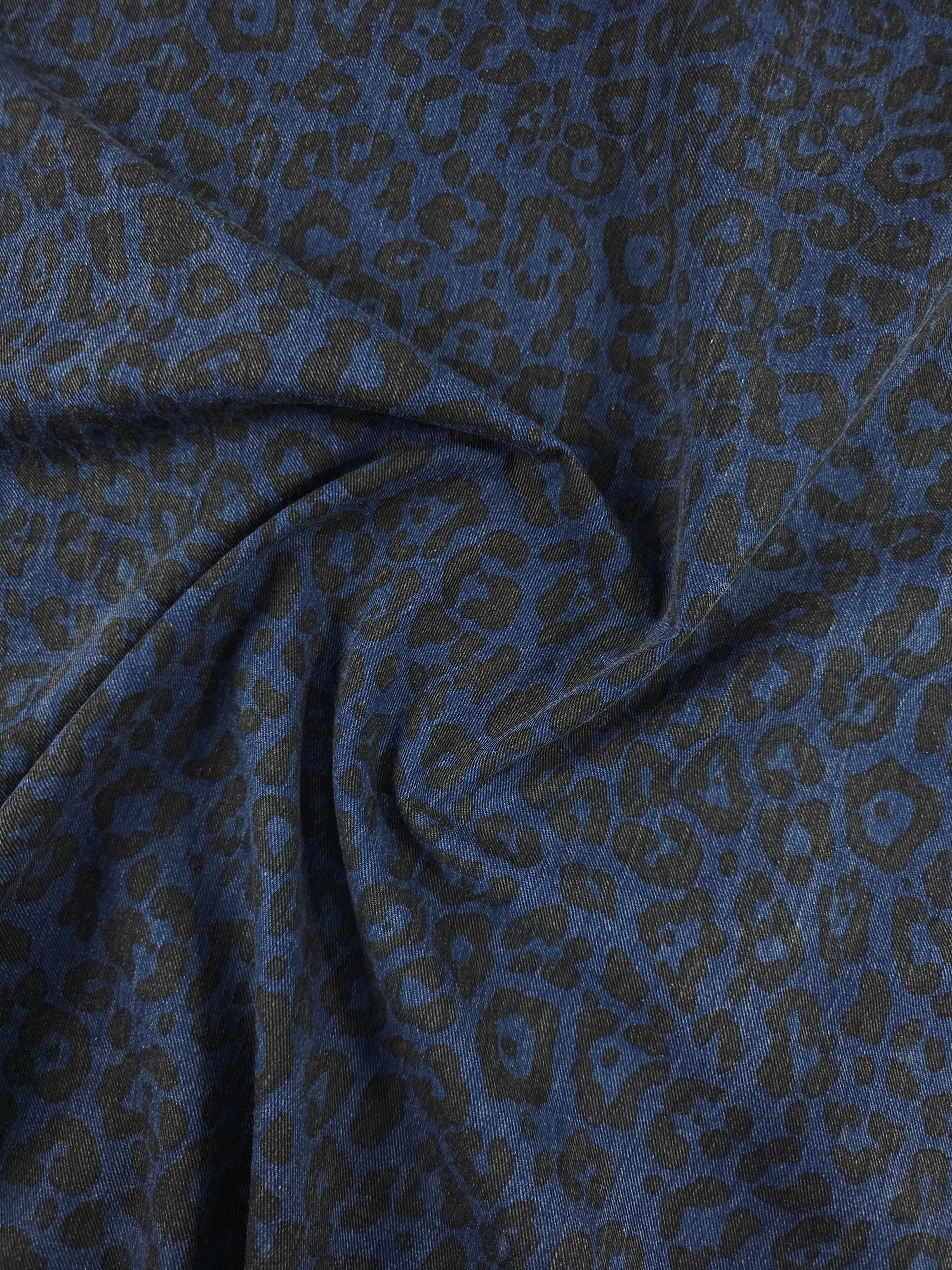 Blue Washed Leopard Dressmaking Denim