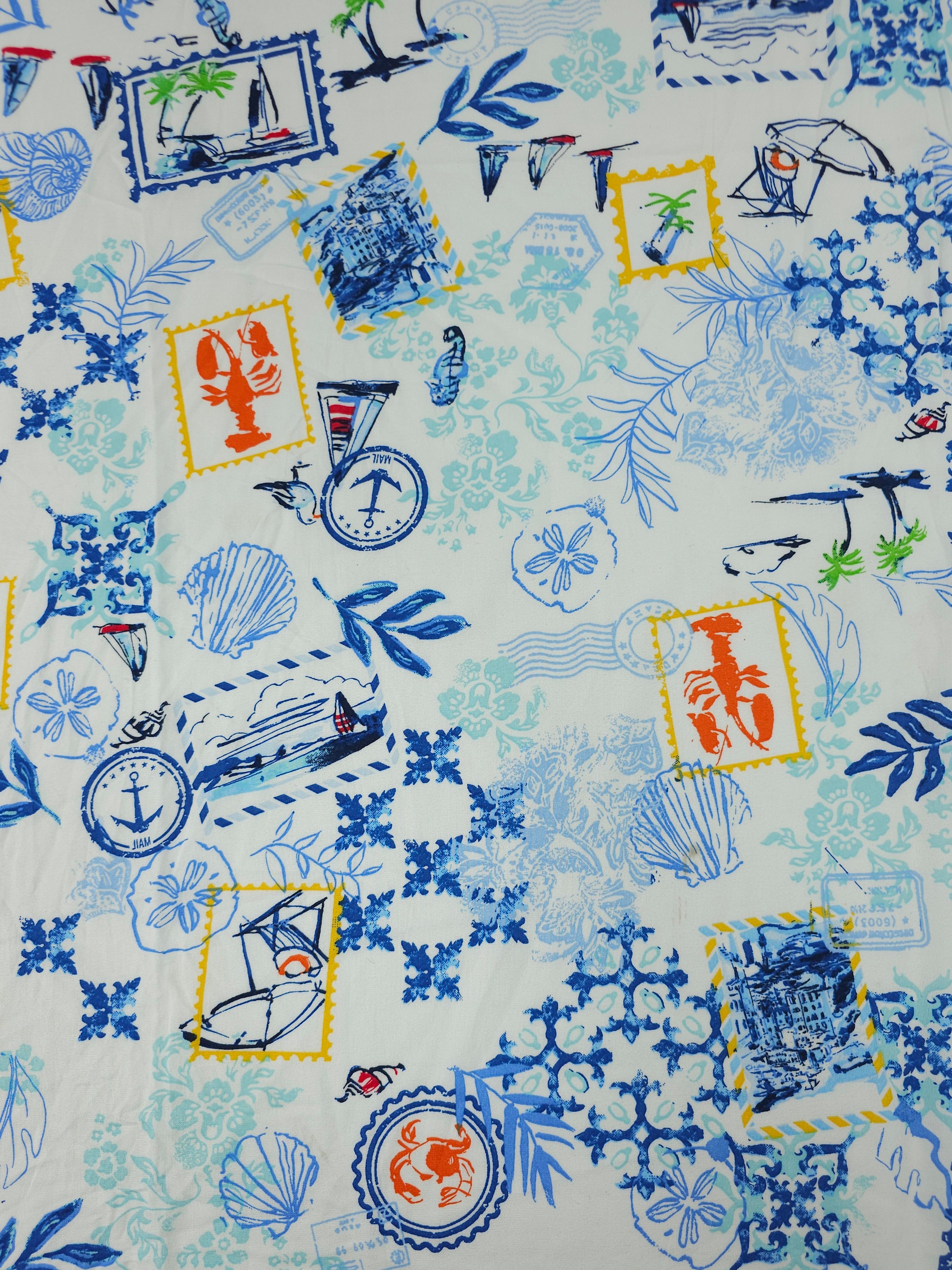 Blue Mediterranean Sail Viscose