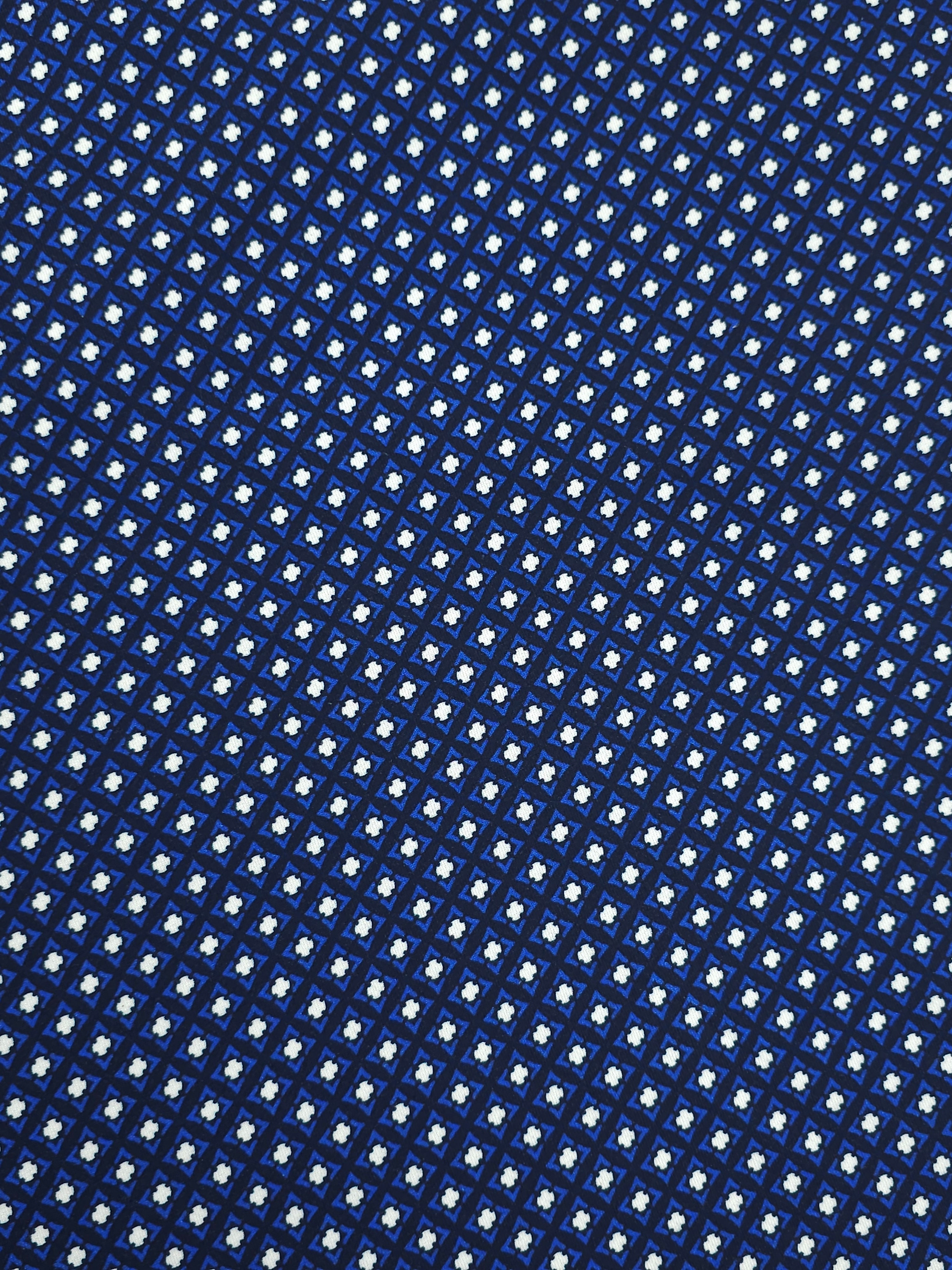 Dark Blue Mini Abstract Square Brushed Cotton Twill