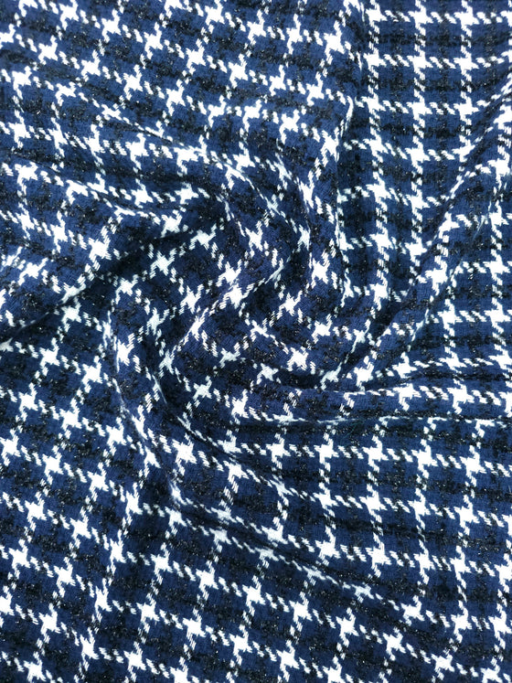 Navy/Black Lurex Check Wool
