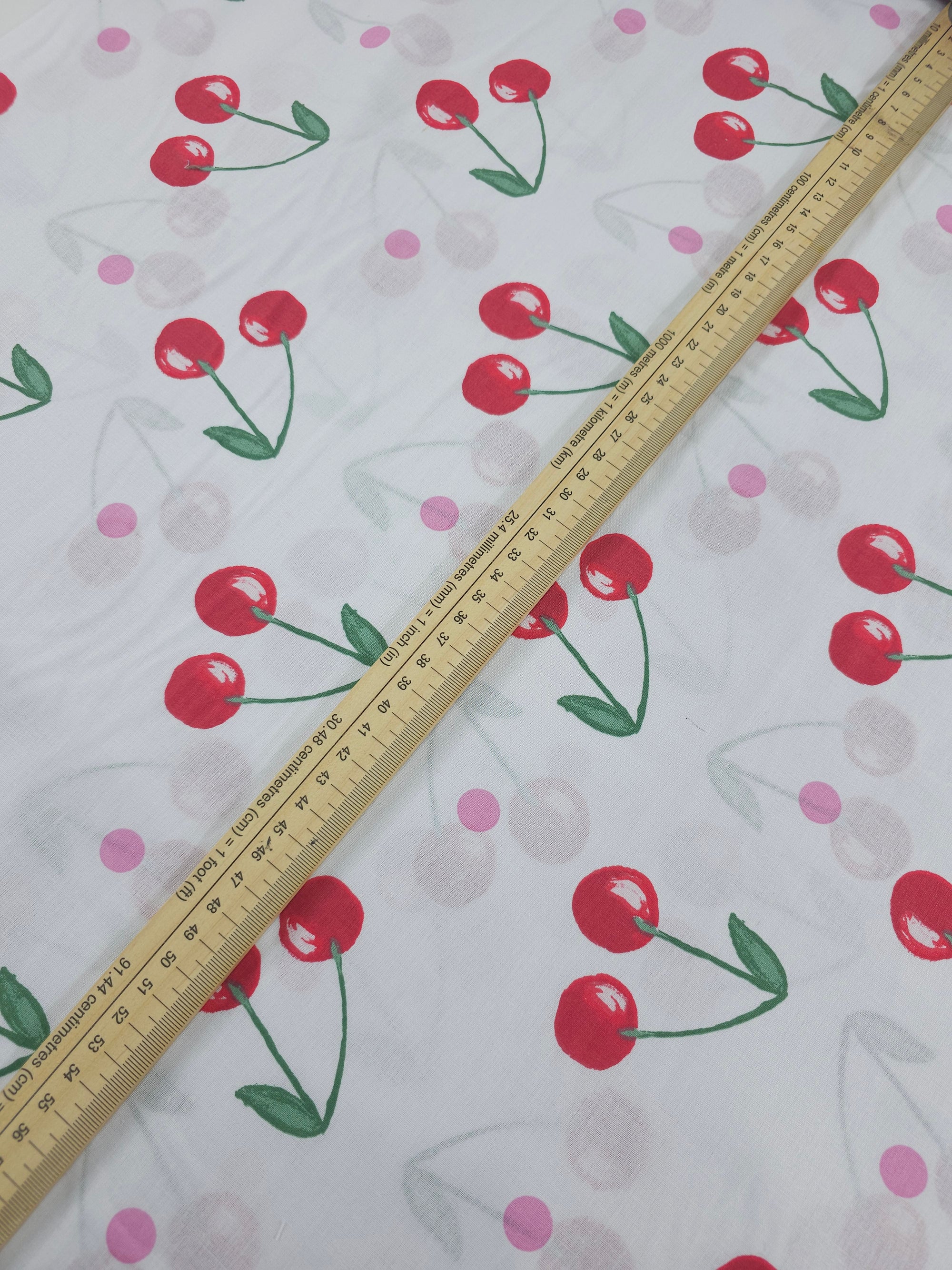 Ditsy Floating Cherry Polka 100% Cotton 100" *EXTRA WIDE*