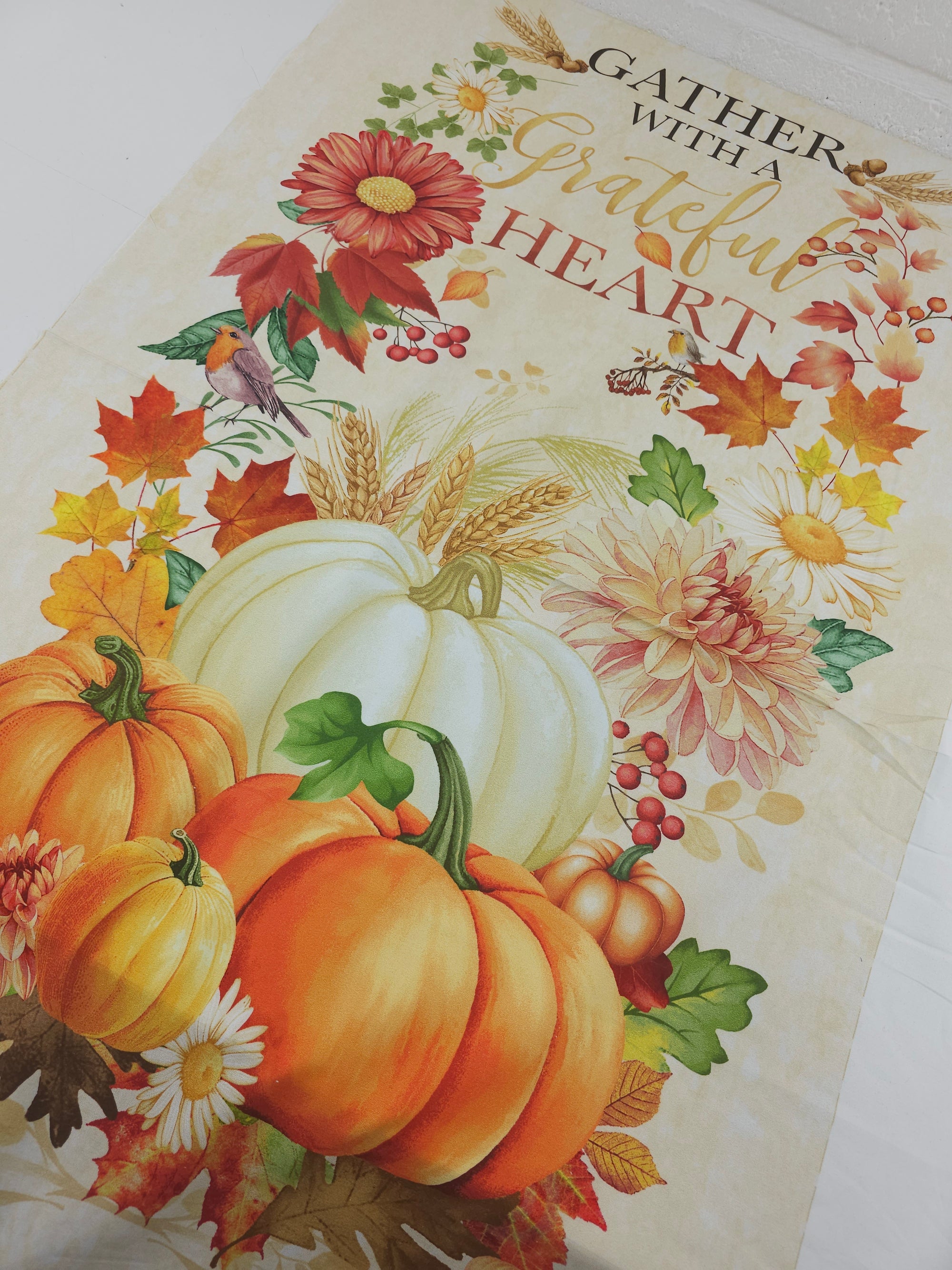 Gather With A Grateful Heart Pumpkin 100% Cotton - 60cm Panel