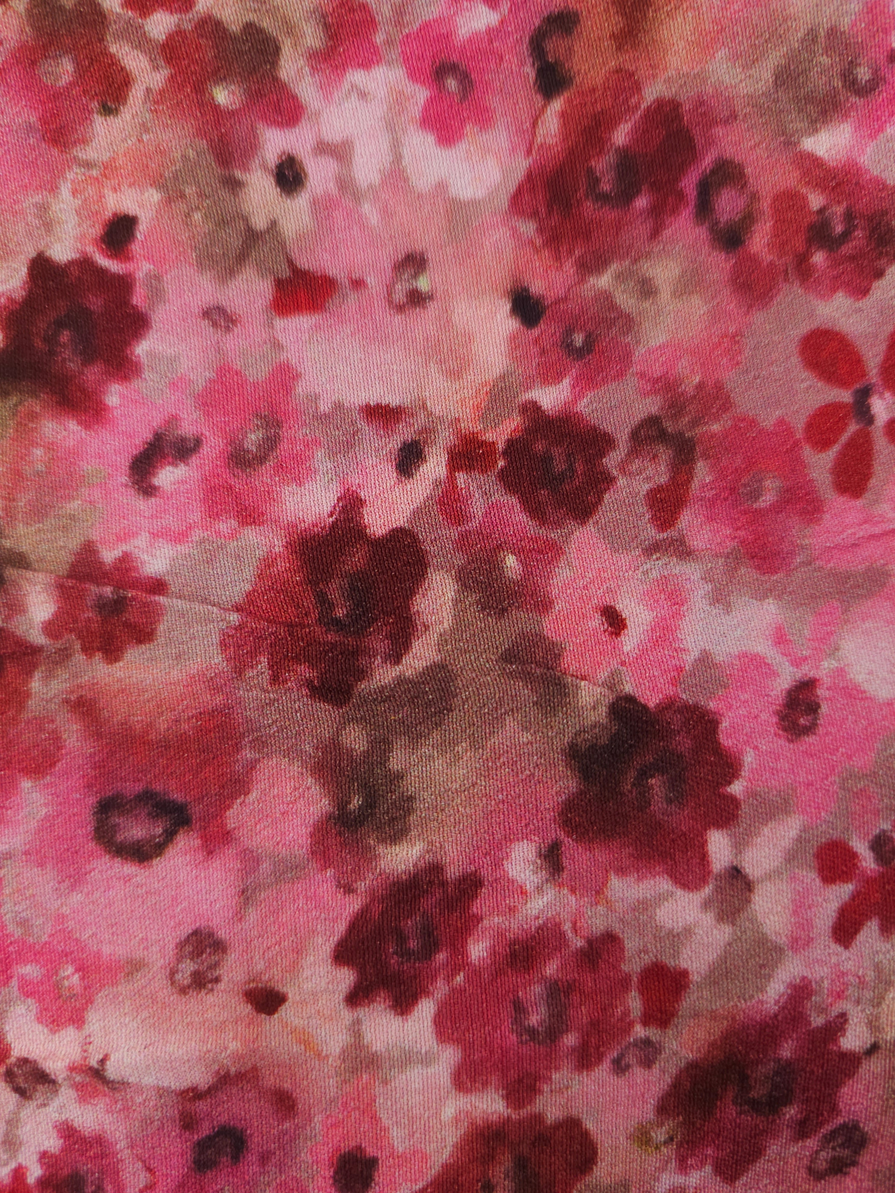 Rose pink flower Viscose crepe- 3.3m piece