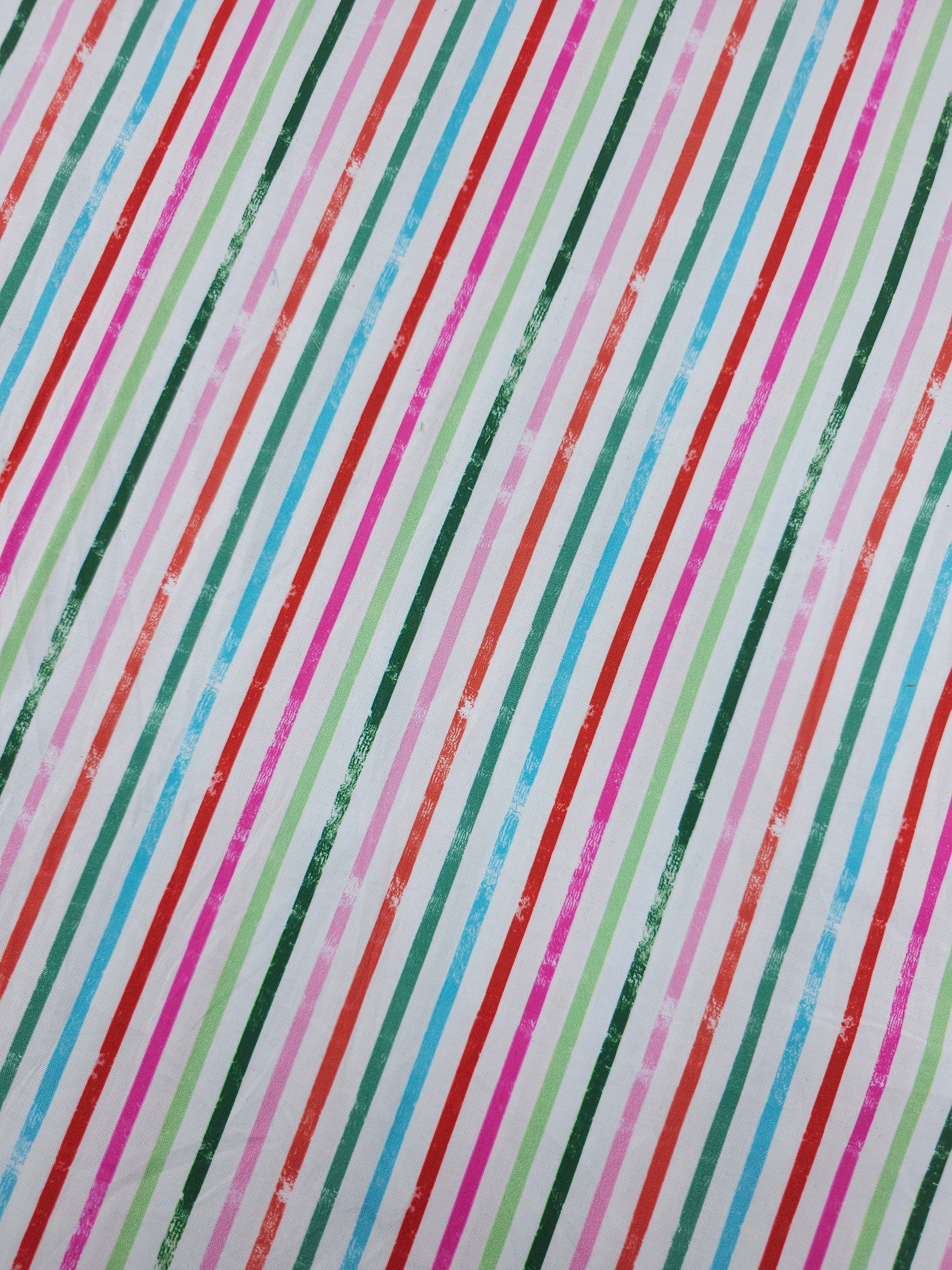 White/Multi Static Stripe 100% Cotton
