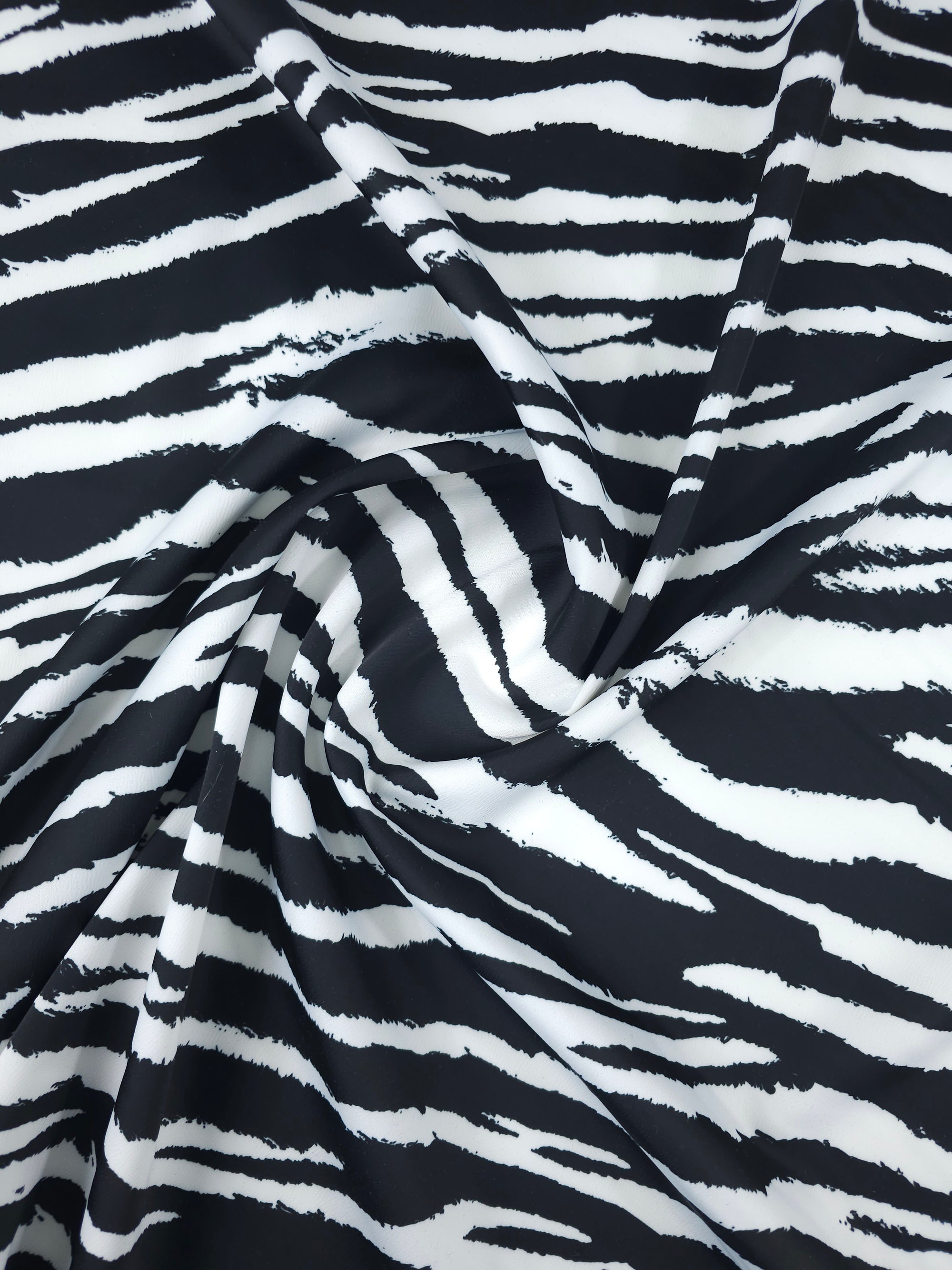 Black/White Zebra Stripe Crinkle Satin Stretch