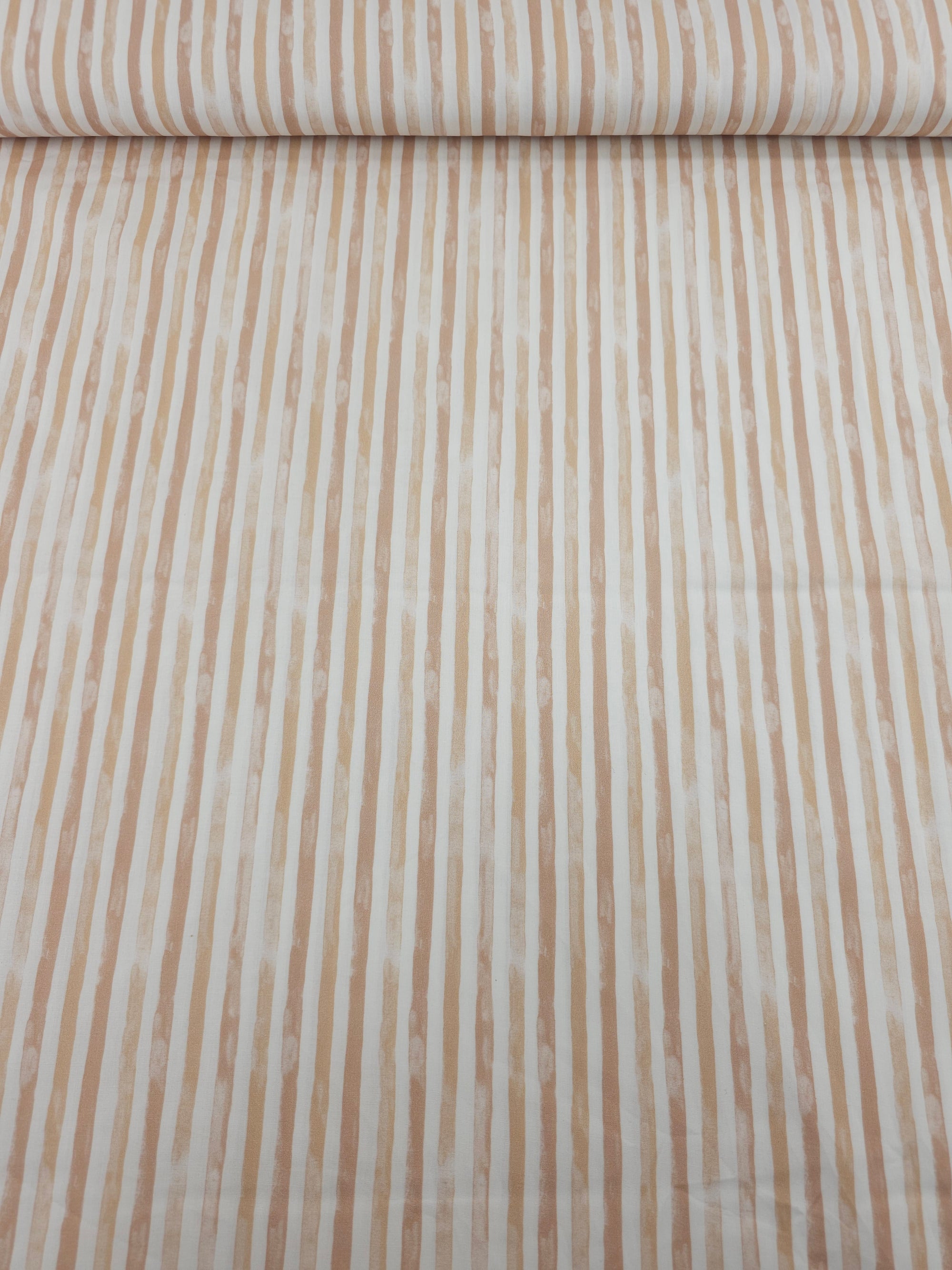 Peach Washed Stripes Lightweight Cotton 60"