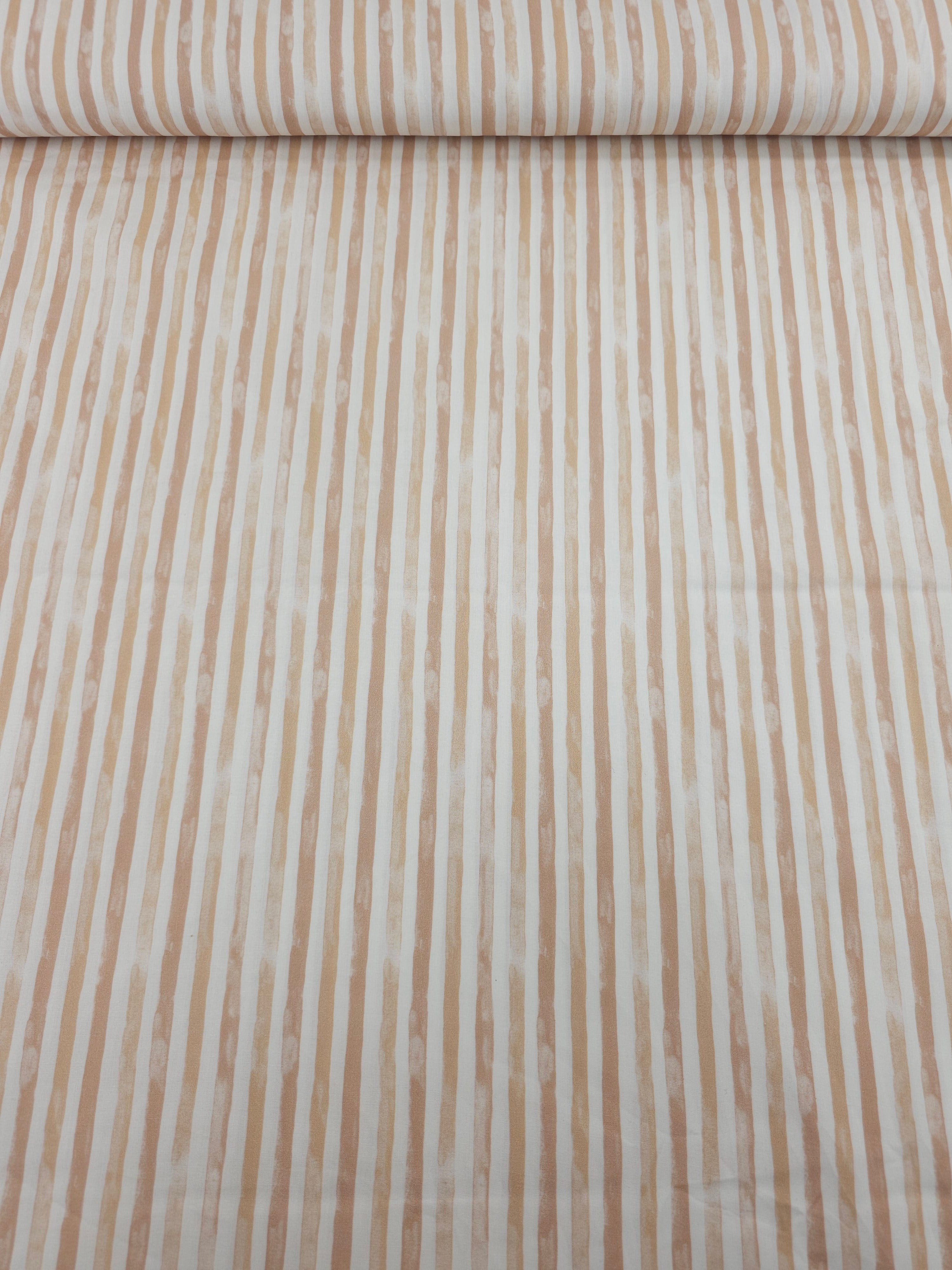 Peach Washed Stripes Lightweight Cotton 60"